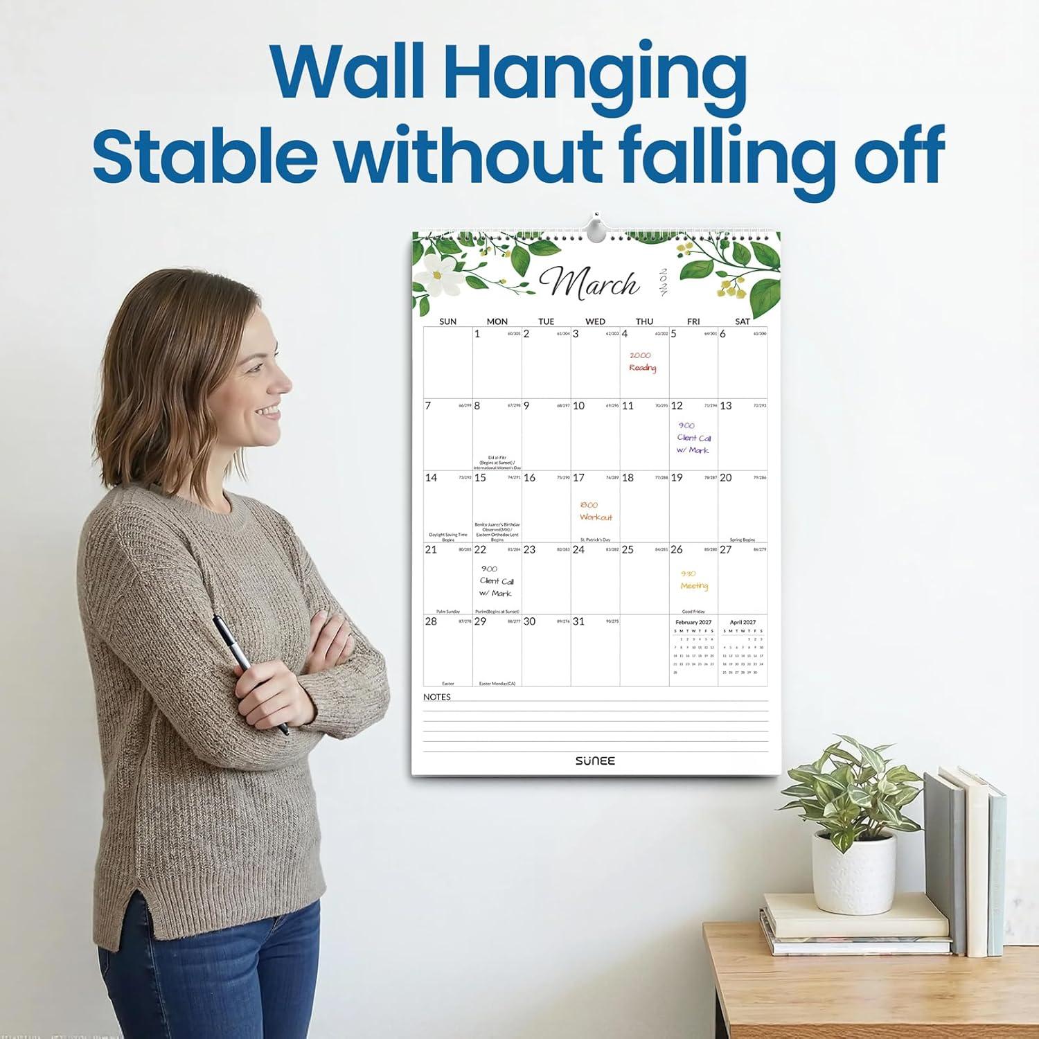 image:imageSUNEE 2026 Wall Calendar Extra Large 17x27 21 Month Calendar Ends June 2027 Vertical Large Monthly Calendar 20262027 for Wall Seasons ColorGreenery