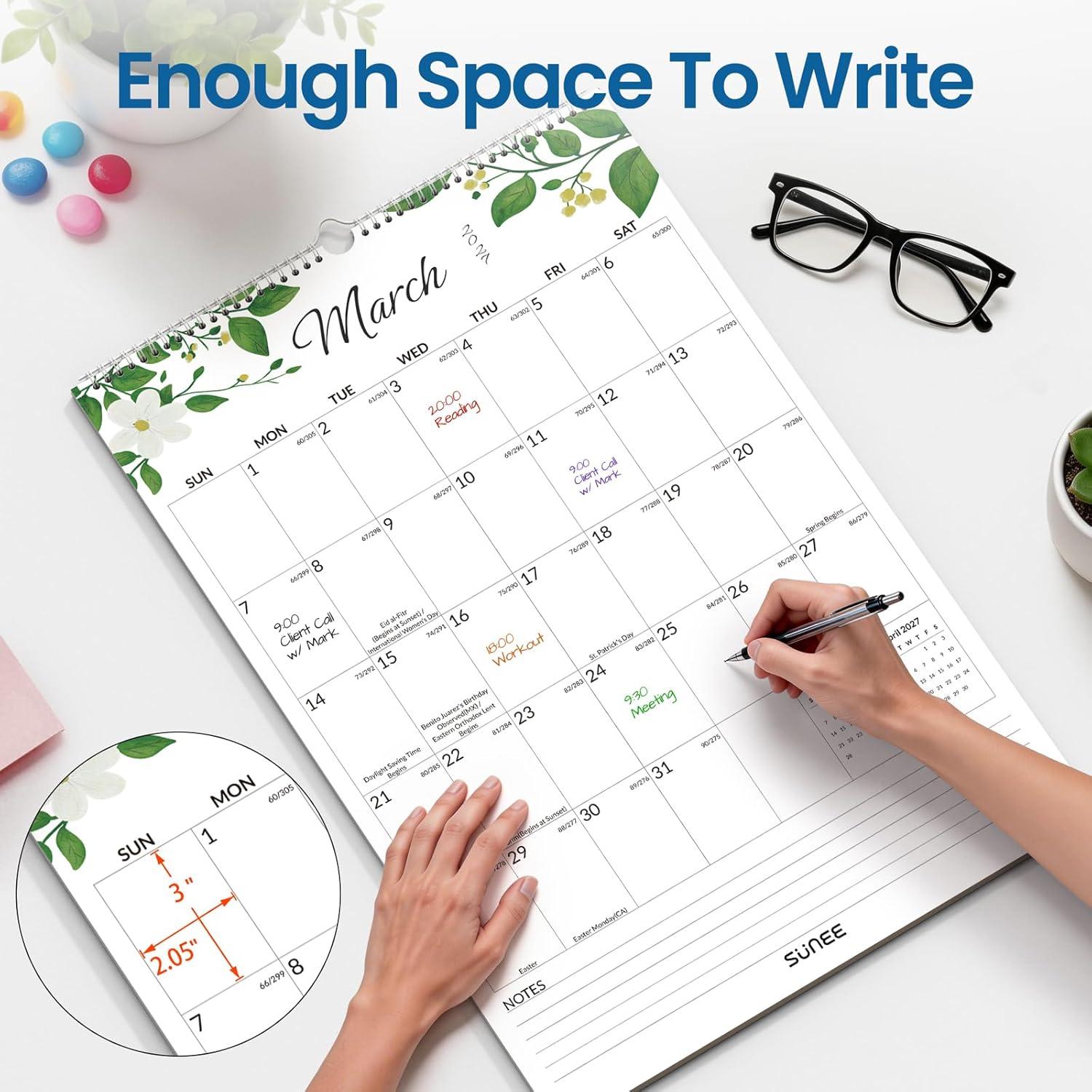 image:imageSUNEE 2026 Wall Calendar Extra Large 17x27 21 Month Calendar Ends June 2027 Vertical Large Monthly Calendar 20262027 for Wall Seasons ColorGreenery