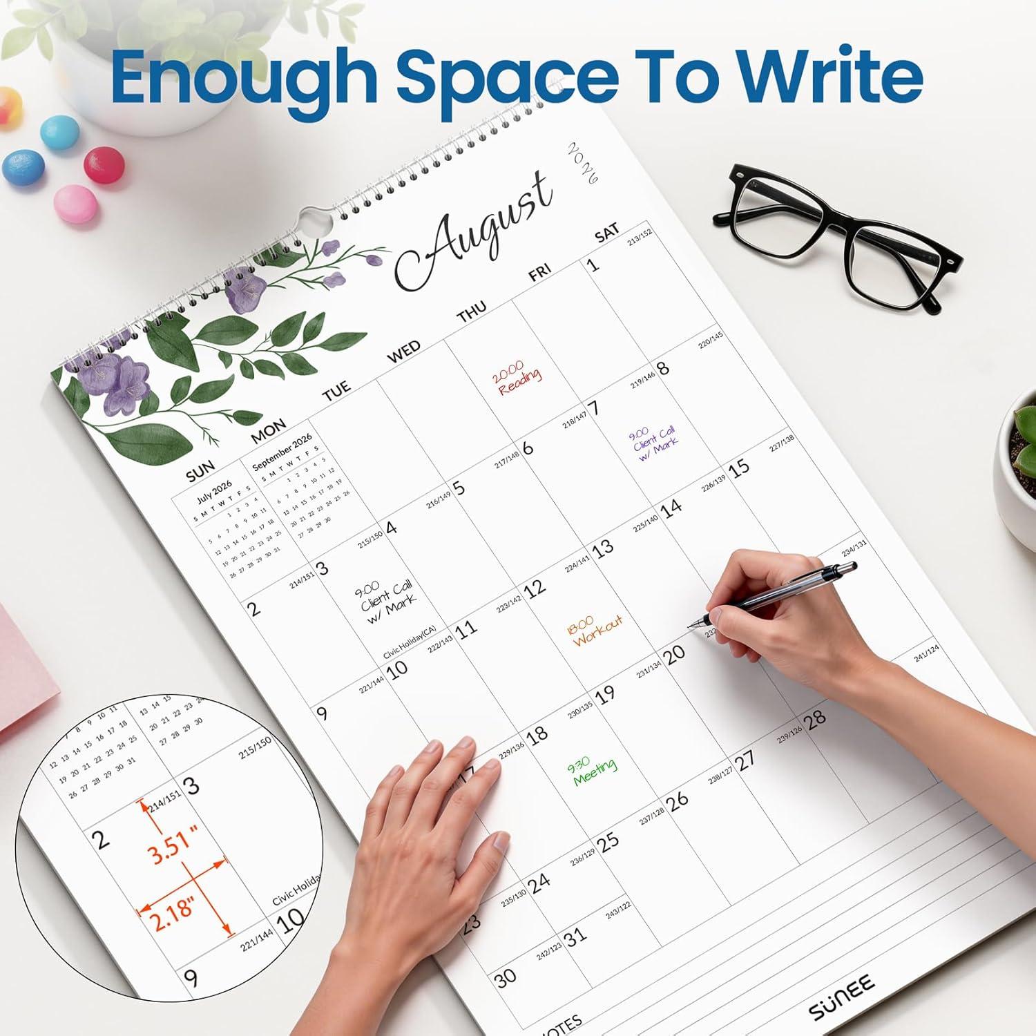 image:imageSUNEE 2026 Wall Calendar Extra Large 17x27 21 Month Calendar Ends June 2027 Vertical Large Monthly Calendar 20262027 for Wall Seasons ColorGreenery