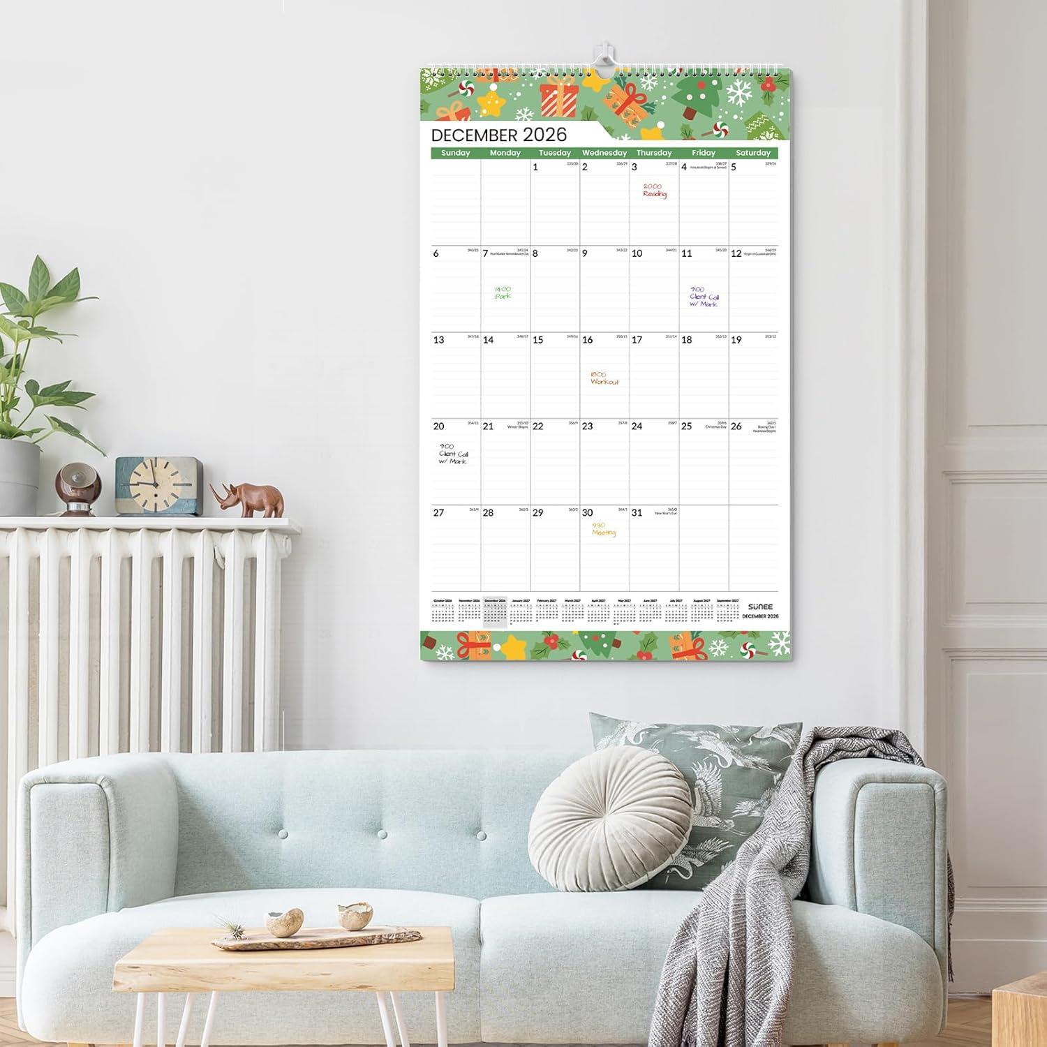 image:imageSUNEE 2026 Wall Calendar Extra Large 17x27 21 Month Calendar Ends June 2027 Vertical Large Monthly Calendar 20262027 for Wall Seasons ColorSeasonal