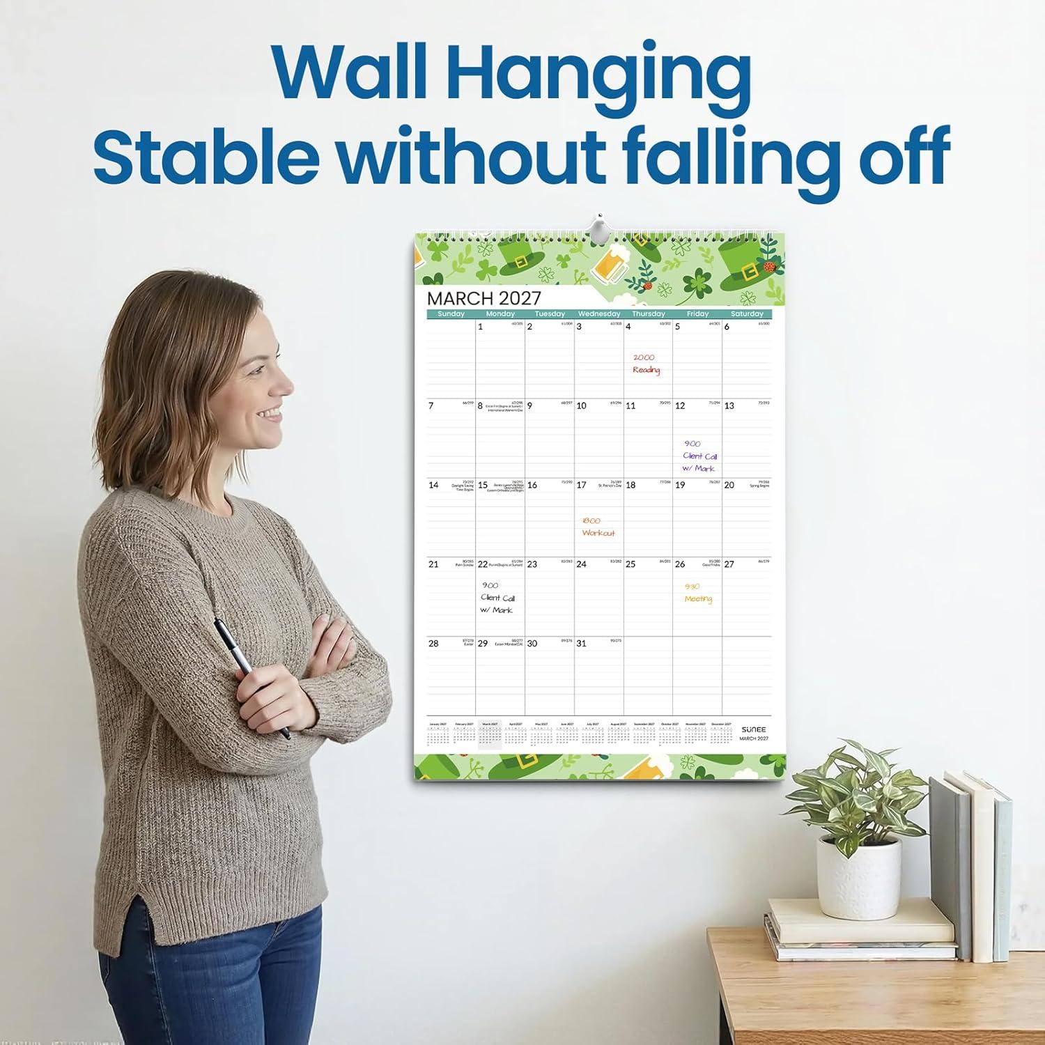image:imageSUNEE 2026 Wall Calendar Extra Large 17x27 21 Month Calendar Ends June 2027 Vertical Large Monthly Calendar 20262027 for Wall Seasons ColorSeasonal