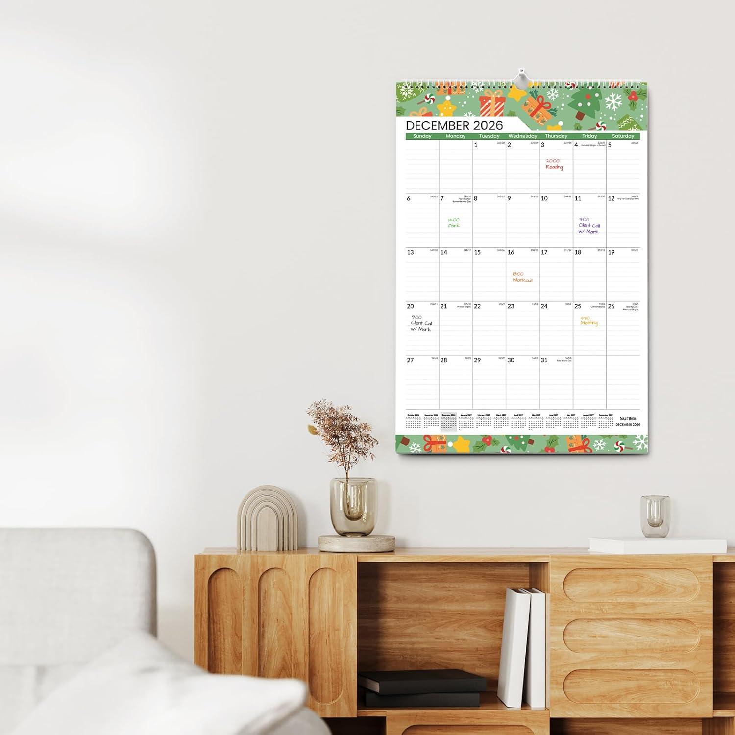 image:imageSUNEE 2026 Wall Calendar Extra Large 17x27 21 Month Calendar Ends June 2027 Vertical Large Monthly Calendar 20262027 for Wall Seasons ColorSeasonal