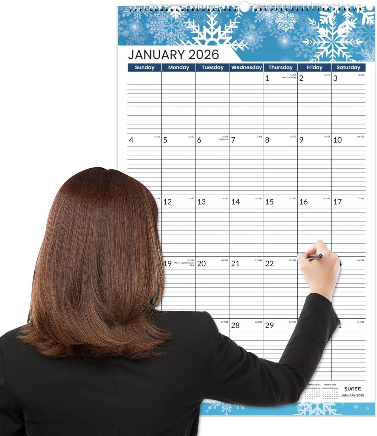 image:imageSUNEE 2026 Wall Calendar Extra Large 17x27 21 Month Calendar Ends June 2027 Vertical Large Monthly Calendar 20262027 for Wall Seasons ColorSeasonal