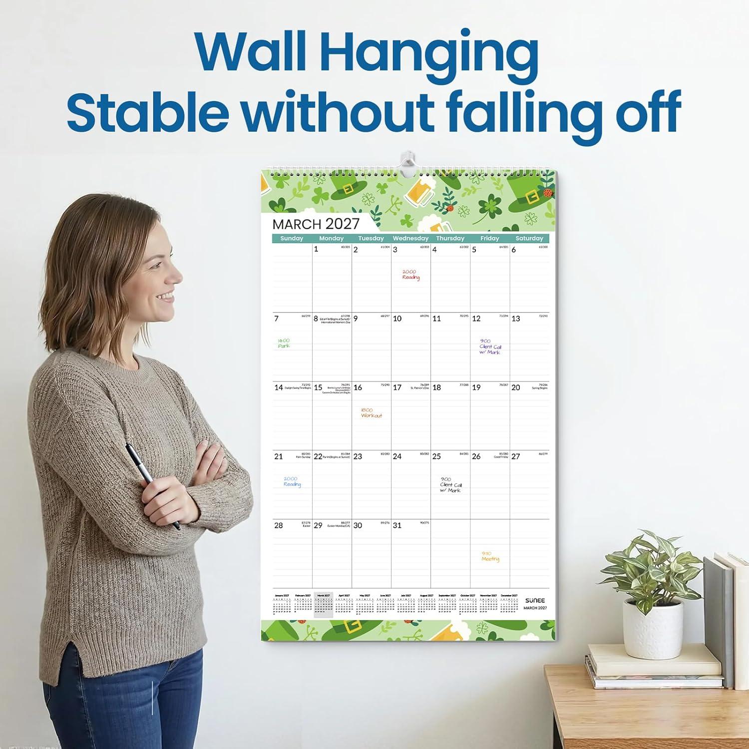 image:imageSUNEE 2026 Wall Calendar Extra Large 17x27 21 Month Calendar Ends June 2027 Vertical Large Monthly Calendar 20262027 for Wall Seasons ColorSeasonal