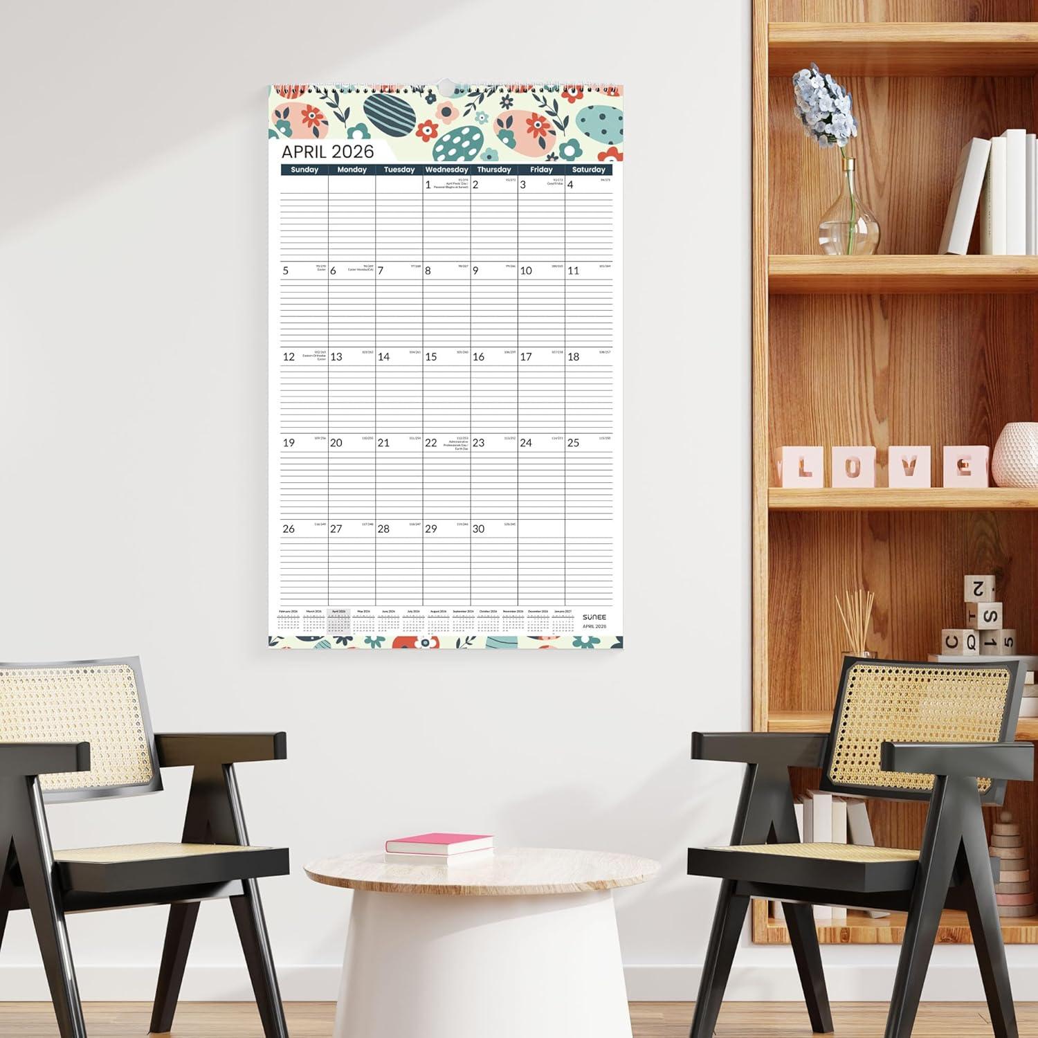 image:imageSUNEE 2026 Wall Calendar Extra Large 17x27 21 Month Calendar Ends June 2027 Vertical Large Monthly Calendar 20262027 for Wall Seasons ColorSeasonal