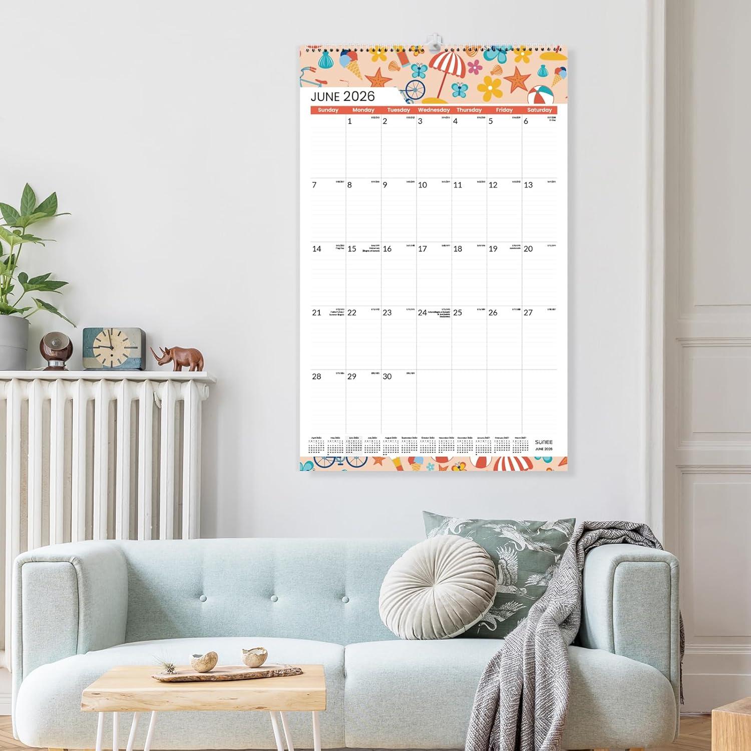 image:imageSUNEE 2026 Wall Calendar Extra Large 17x27 21 Month Calendar Ends June 2027 Vertical Large Monthly Calendar 20262027 for Wall Seasons ColorSeasonal