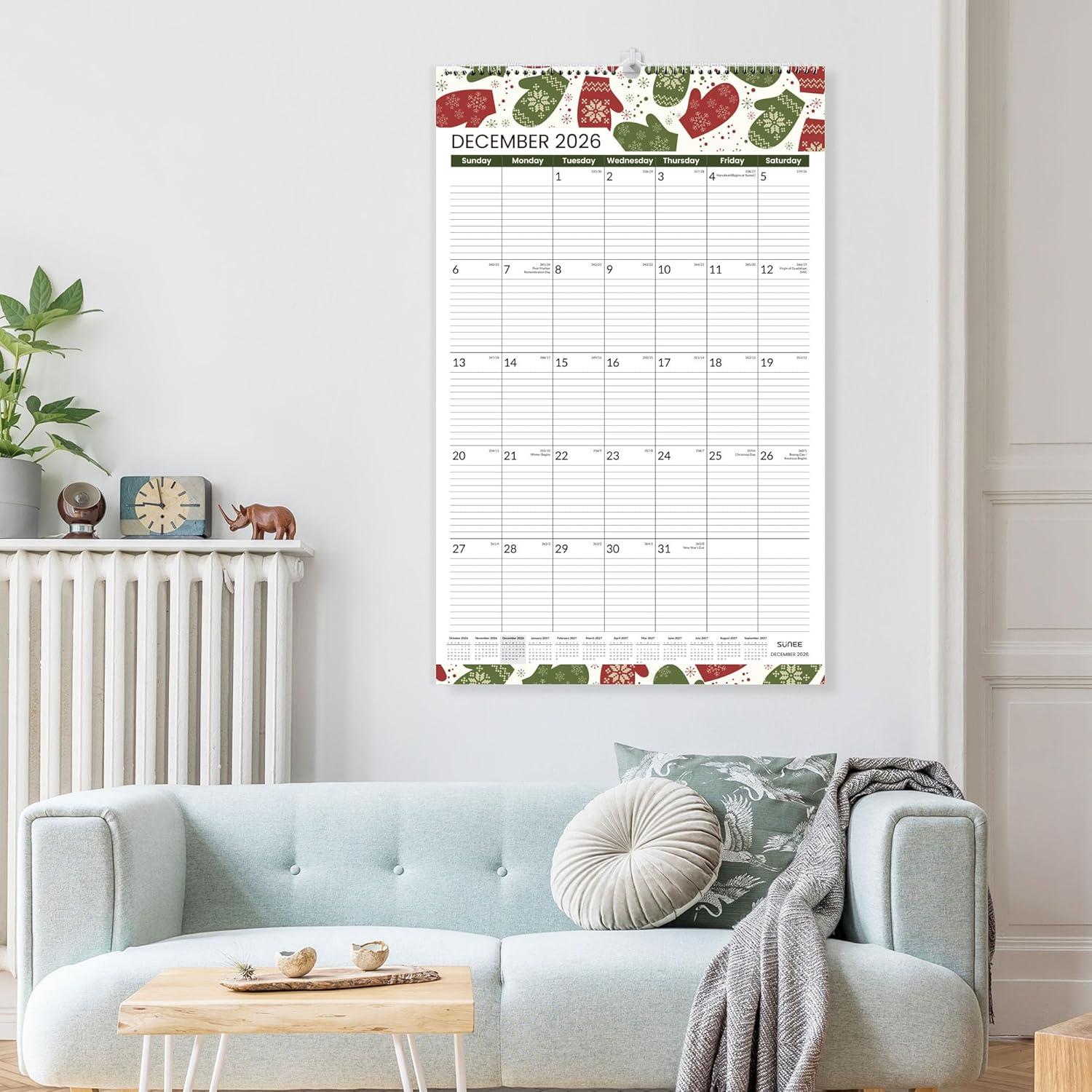 image:imageSUNEE 2026 Wall Calendar Extra Large 17x27 21 Month Calendar Ends June 2027 Vertical Large Monthly Calendar 20262027 for Wall Seasons ColorSeasonal