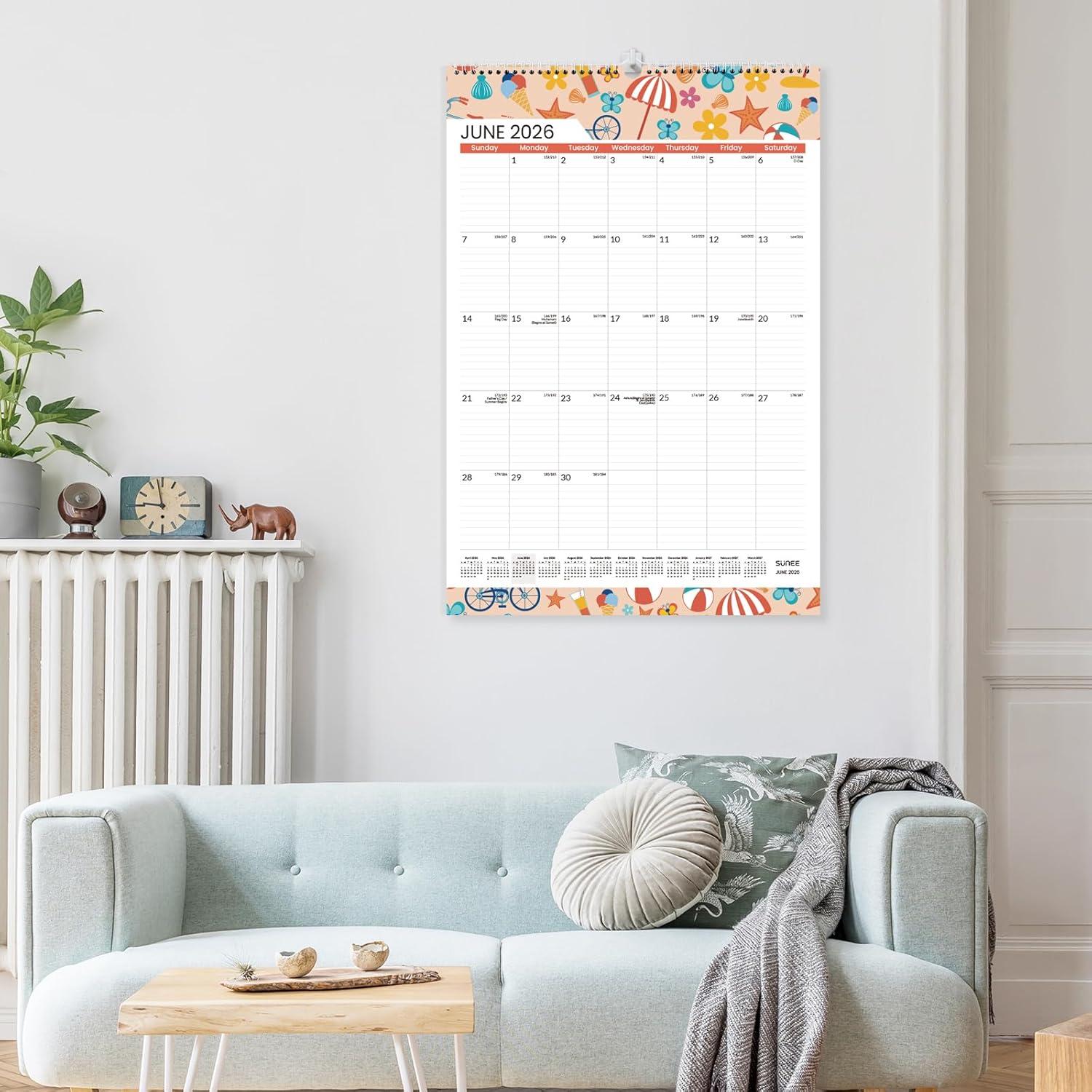 image:imageSUNEE 2026 Wall Calendar Extra Large 17x27 21 Month Calendar Ends June 2027 Vertical Large Monthly Calendar 20262027 for Wall Seasons ColorSeasonal