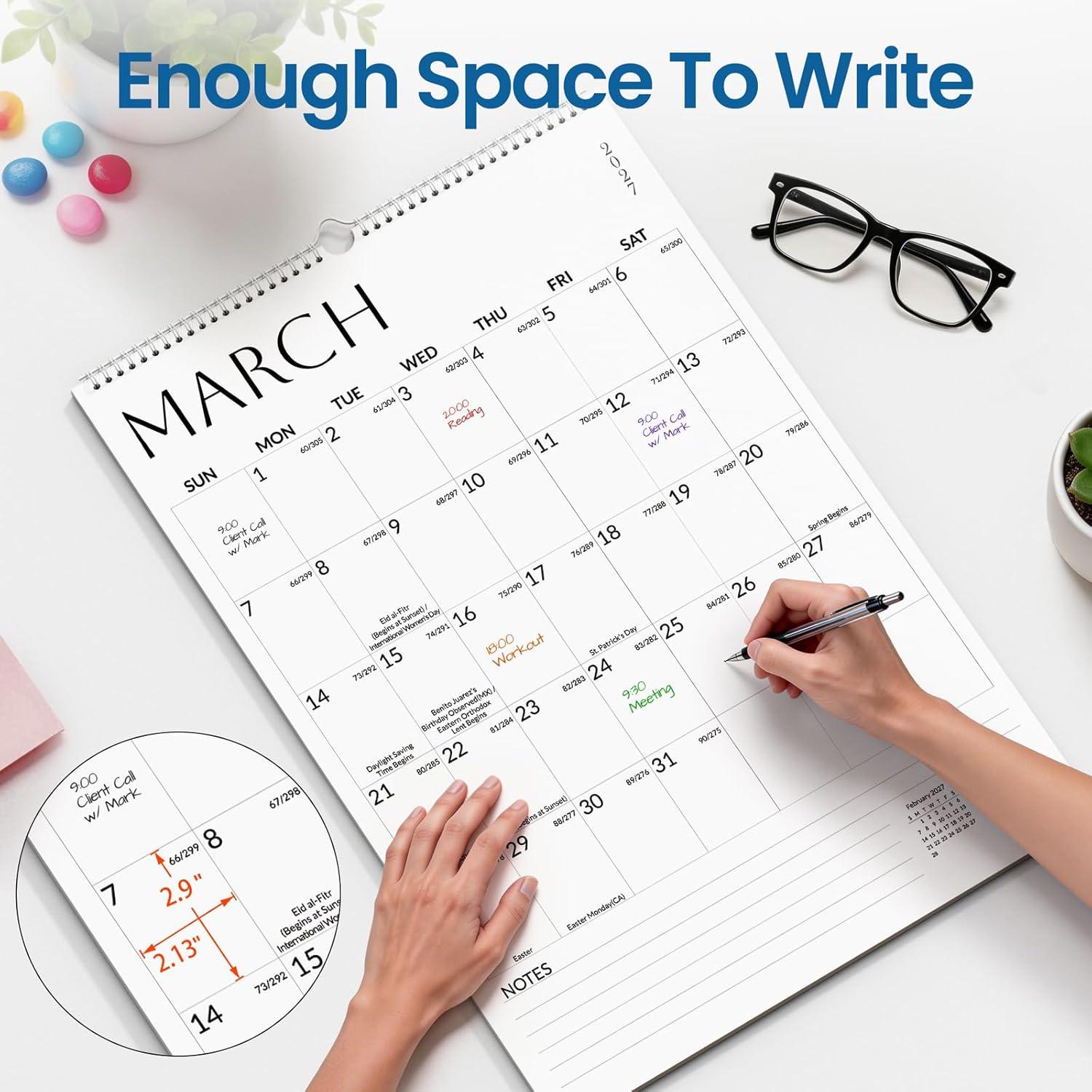 image:imageSUNEE 2026 Wall Calendar Extra Large 17x27 21 Month Calendar Ends June 2027 Vertical Large Monthly Calendar 20262027 for Wall Seasons ColorWhite