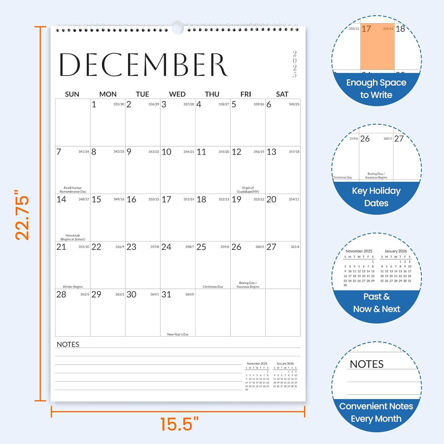 image:imageSUNEE 2026 Wall Calendar Extra Large 17x27 21 Month Calendar Ends June 2027 Vertical Large Monthly Calendar 20262027 for Wall Seasons ColorWhite