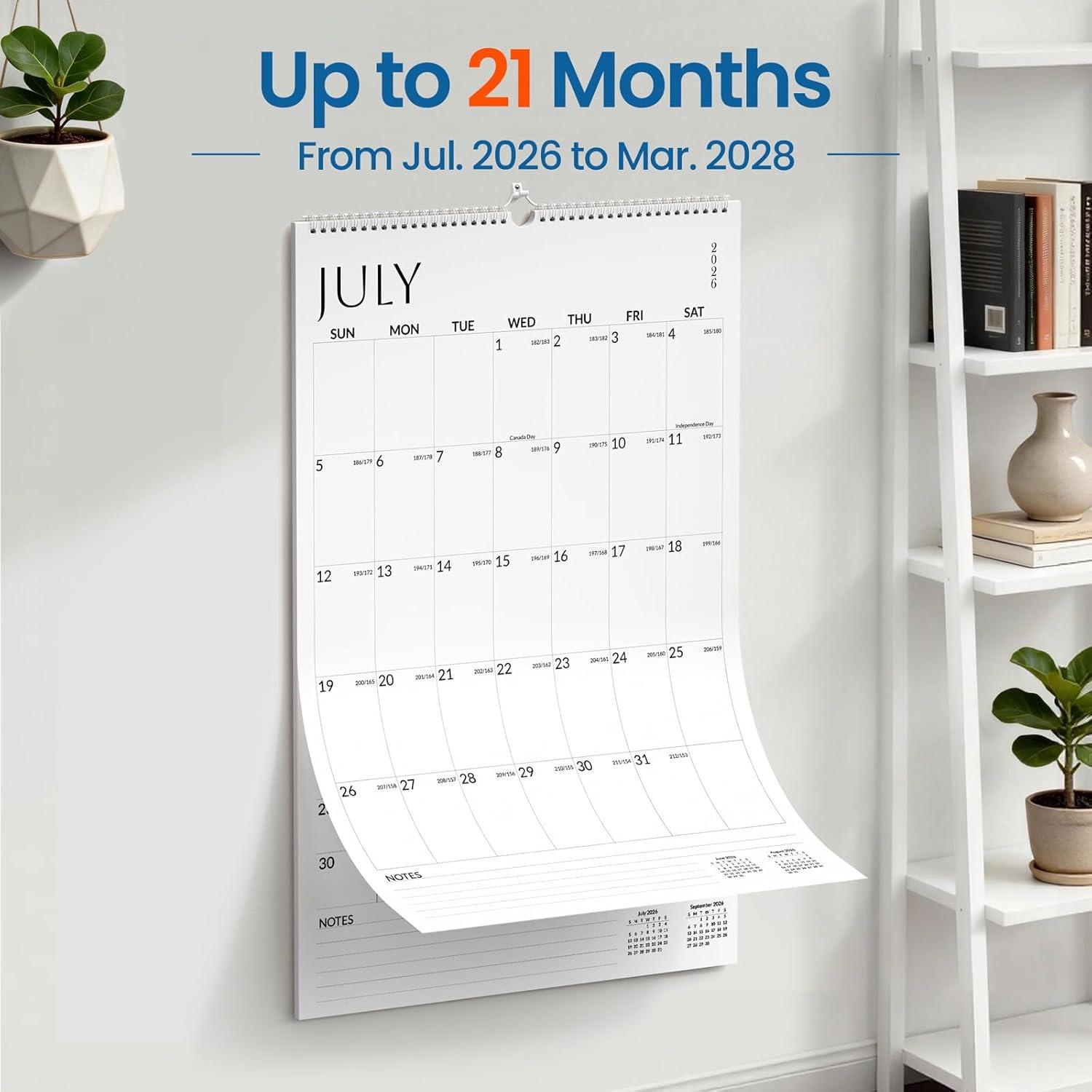 image:imageSUNEE 2026 Wall Calendar Extra Large 17x27 21 Month Calendar Ends June 2027 Vertical Large Monthly Calendar 20262027 for Wall Seasons ColorWhite