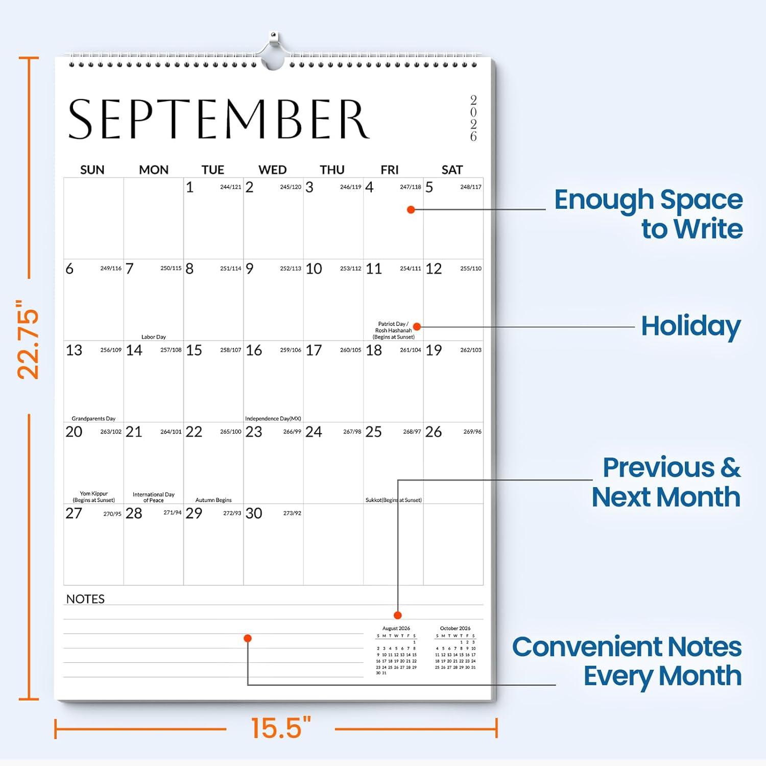 image:imageSUNEE 2026 Wall Calendar Extra Large 17x27 21 Month Calendar Ends June 2027 Vertical Large Monthly Calendar 20262027 for Wall Seasons ColorWhite
