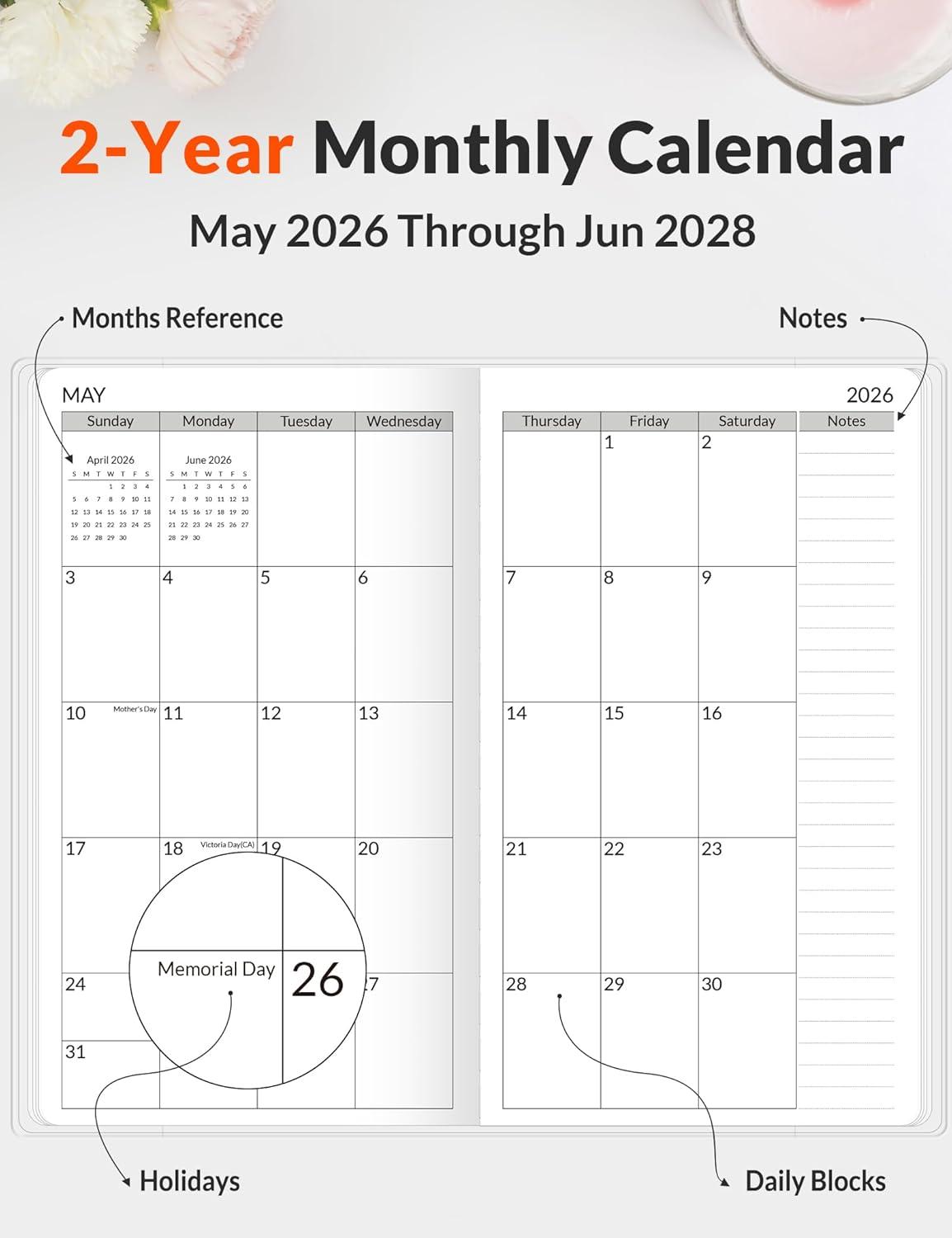 image:imageSUNEE 20262027 Monthly Planner 7 x 10 Large Calendar Book Big Size Desk Organizer for Business School Notes 100 GSM Paper Colorful FloralGreenery