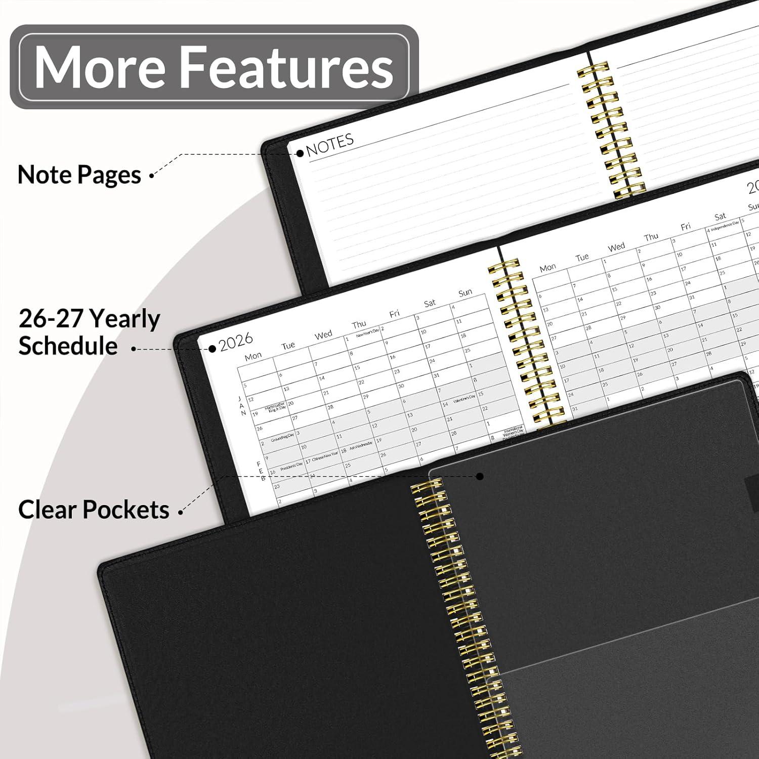 image:imageSUNEE 20262027 Monthly Planner 73x101 2Year Jan 2026 Dec 2027 Vegan Leather Cover Monthly Planner Year Calendar BlueBlack