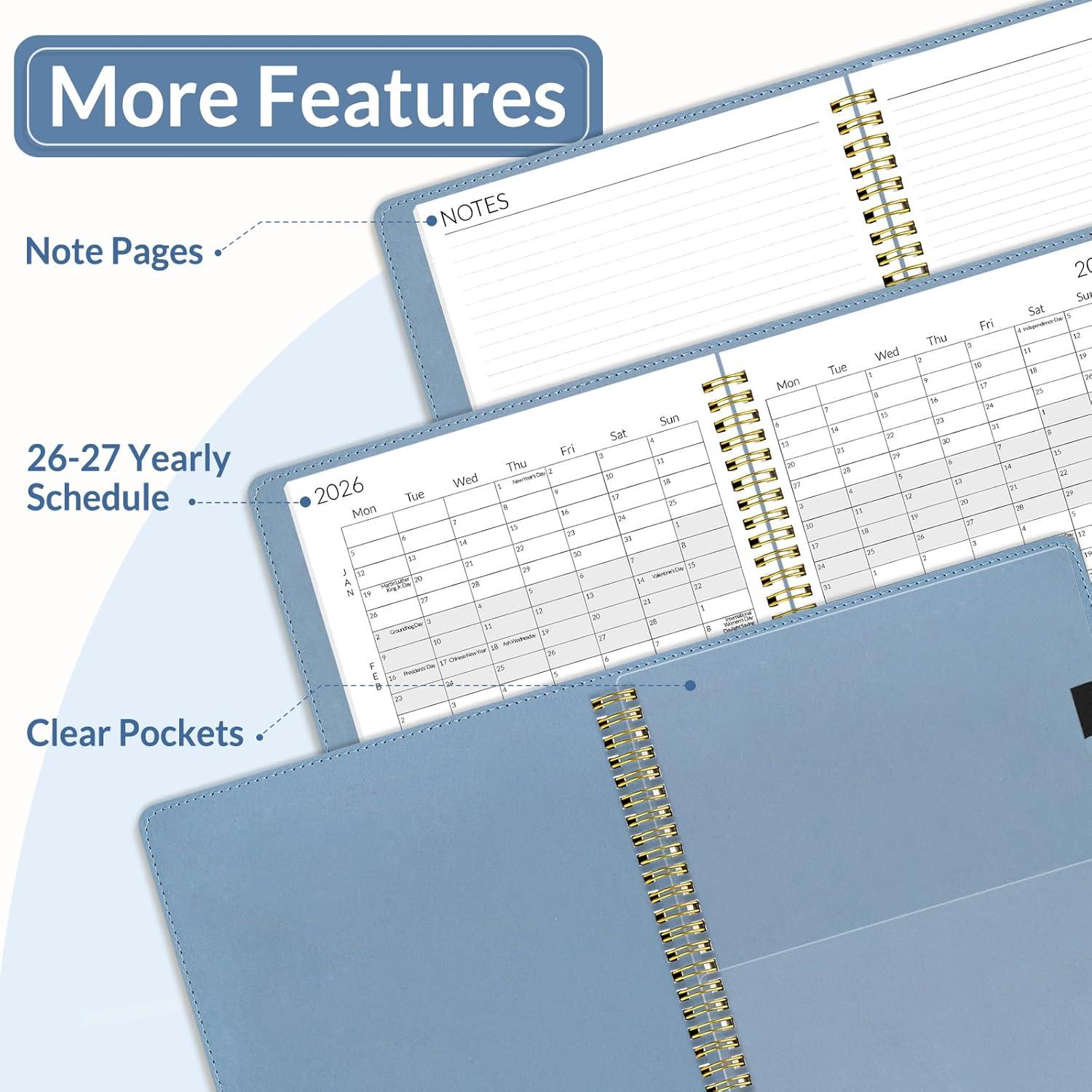 image:imageSUNEE 20262027 Monthly Planner 73x101 2Year Jan 2026 Dec 2027 Vegan Leather Cover Monthly Planner Year Calendar BlueBlue