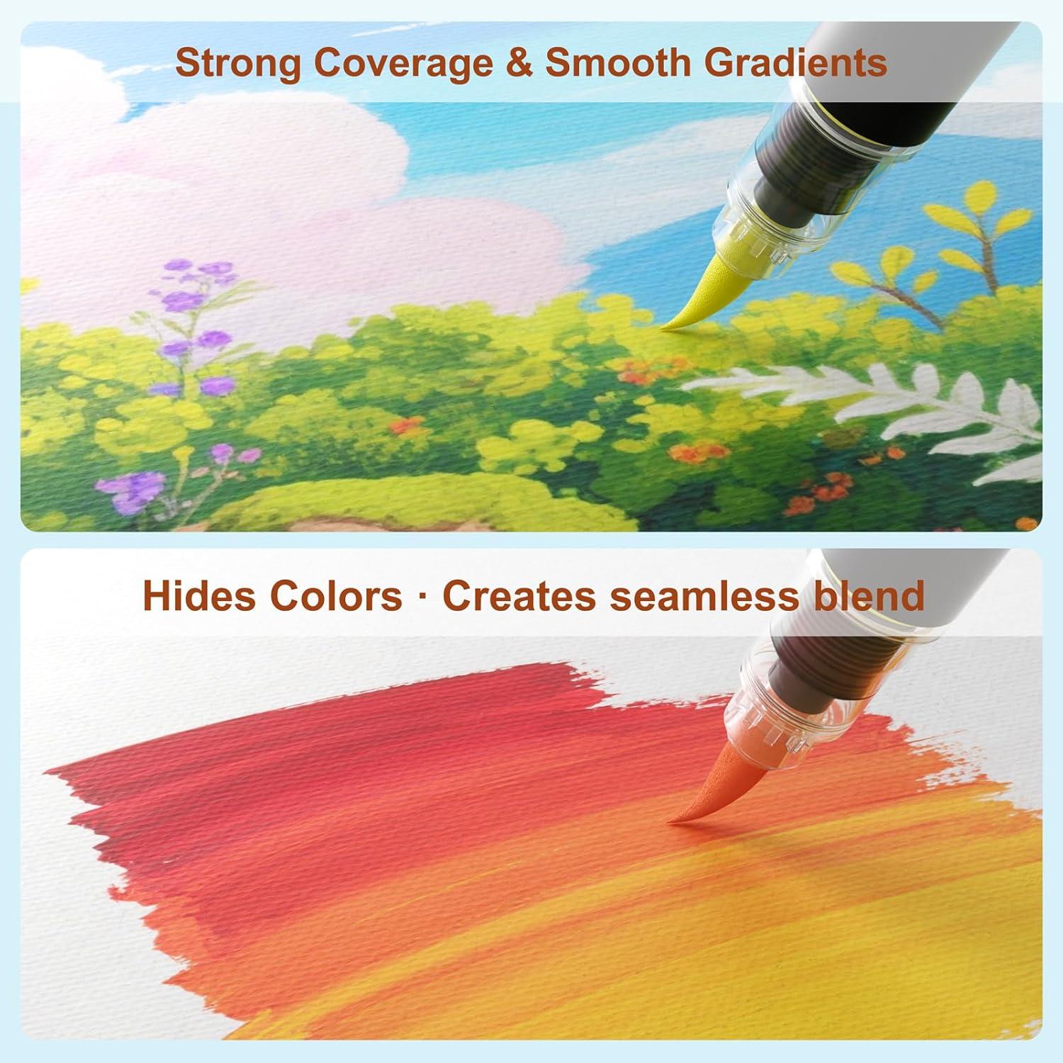 image:imageSUNEE Acrylic Paint Markers Brush Tip 36 Colors Acrylic Markers with Automatic Ink Control System Waterproof Acrylic Paint Pens for PaintingWood Canvas Glass Stone Fabric and Art Supplies18 Pack 36 Colors
