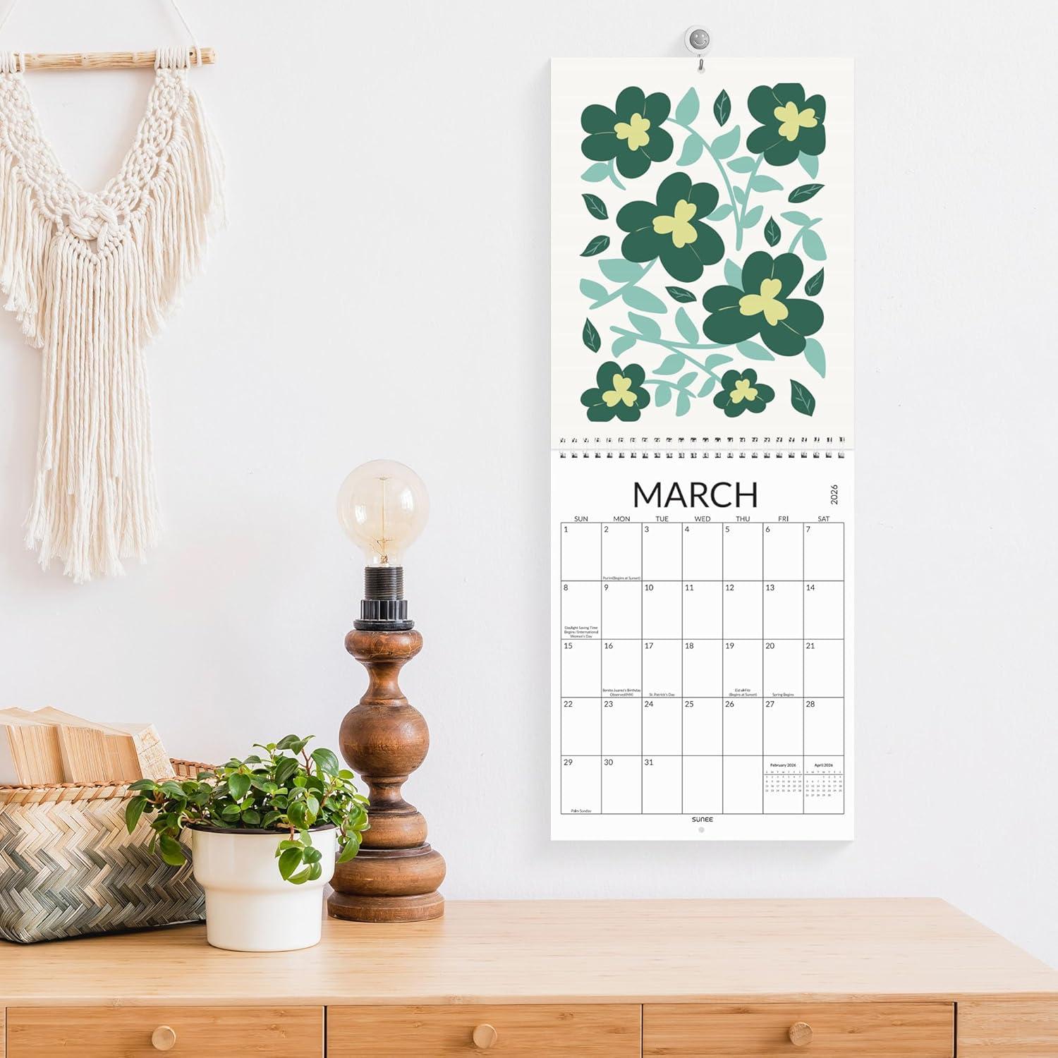 image:imageSUNEE Calendar 2026 18 Months Wall Calendar Oct 2025 Mar 2027 12x17 Big Hanging Calendar 2026 with Note Past Month and Next Month for Organizing amp Planning CuteFloralcolor