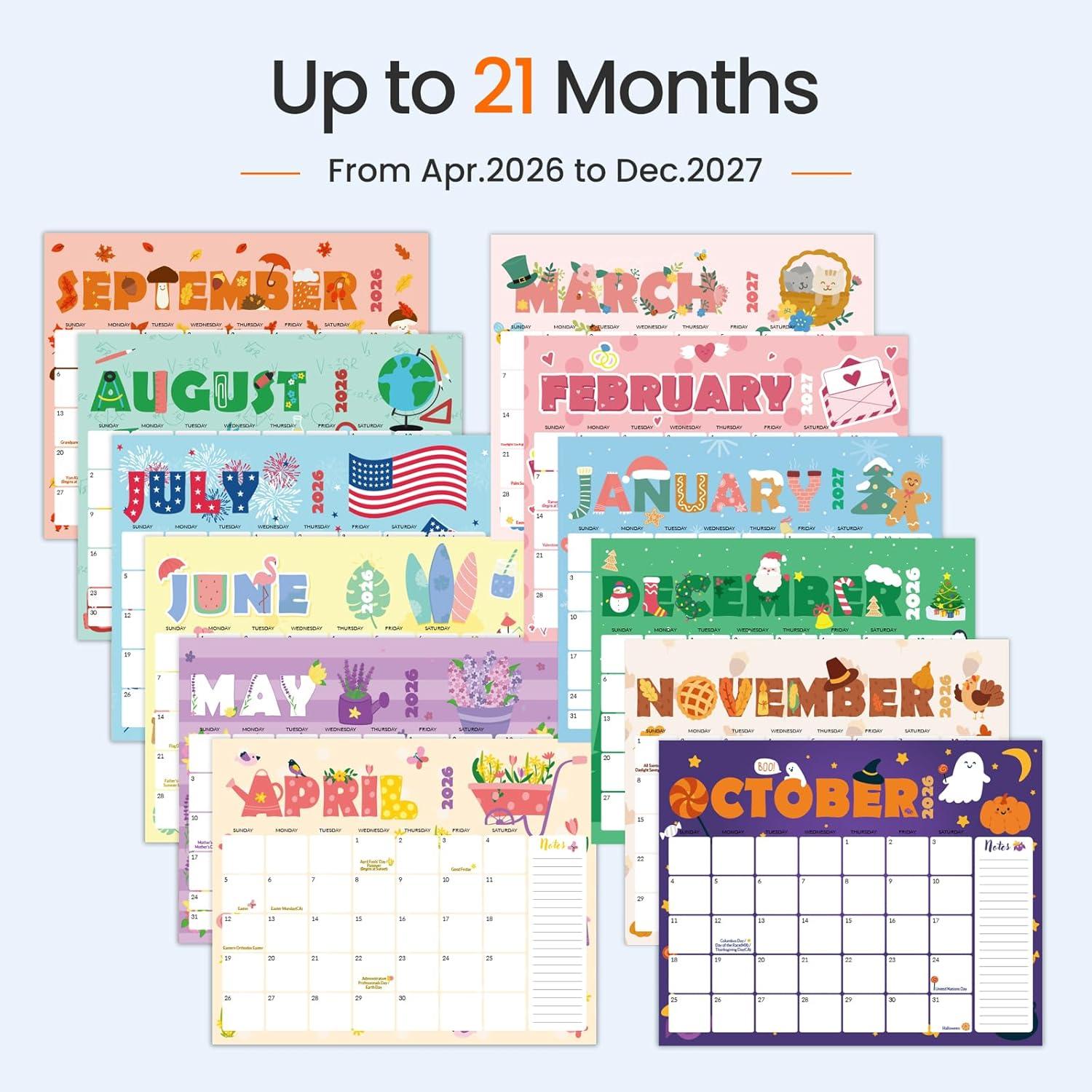 image:imageSUNEE Calendar 2026 18 Months Wall Calendar Oct 2025 Mar 2027 12x17 Big Hanging Calendar 2026 with Note Past Month and Next Month for Organizing amp Planning CuteCute