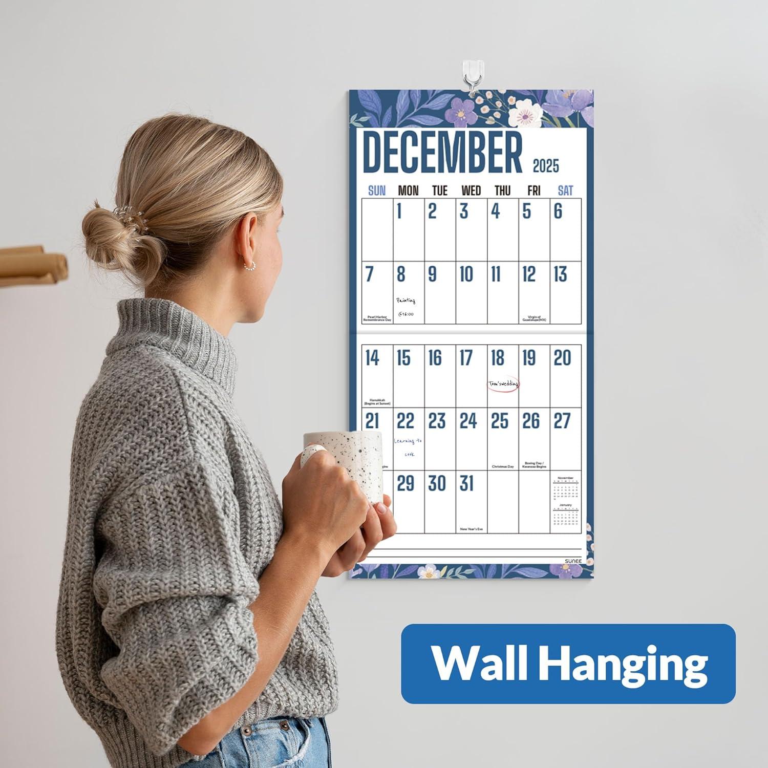 image:imageSUNEE Calendar 2026 18 Months Wall Calendar Oct 2025 Mar 2027 12x17 Big Hanging Calendar 2026 with Note Past Month and Next Month for Organizing amp Planning CuteFloralcolor
