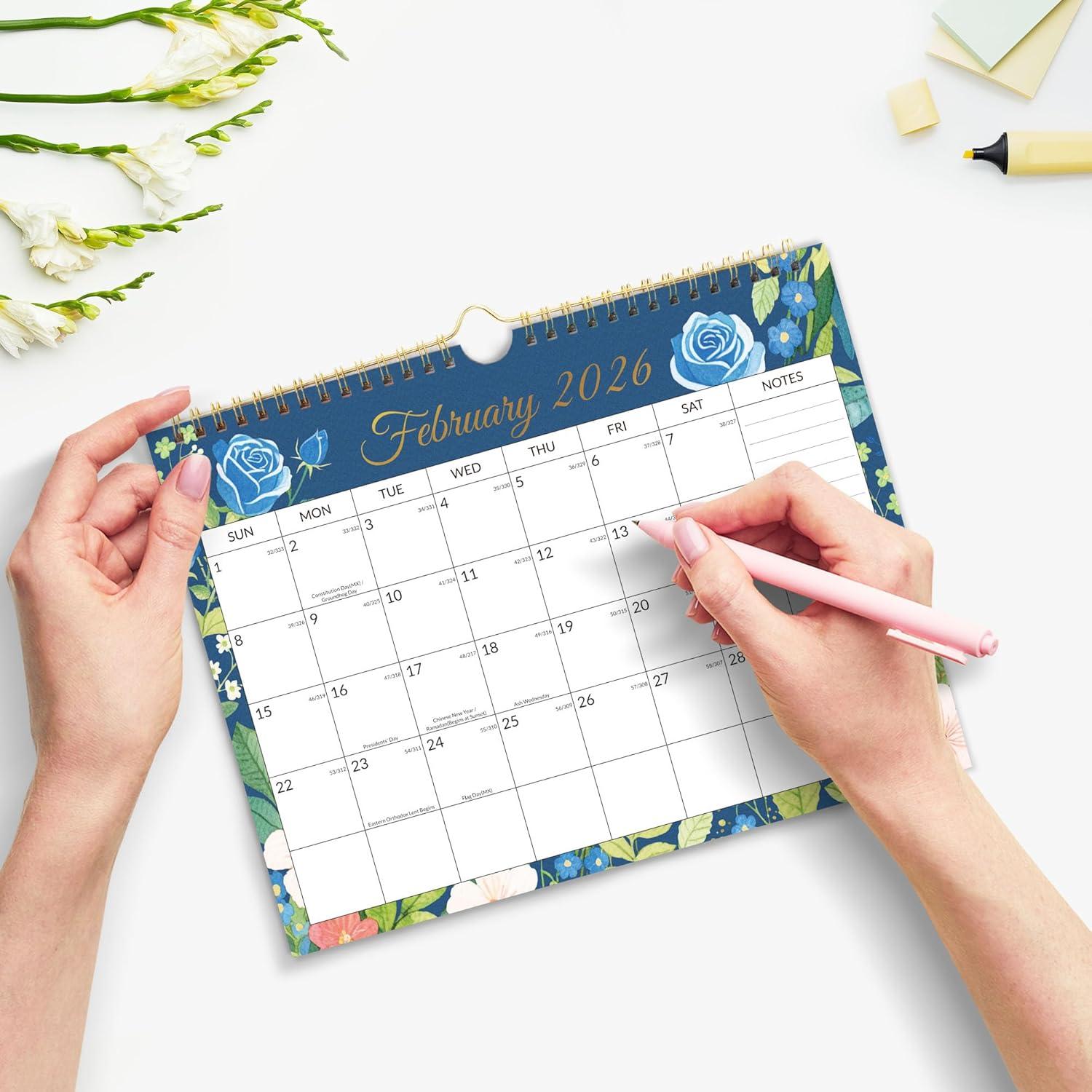 image:imageSUNEE Calendar 2026 18 Months Wall Calendar Oct 2025 Mar 2027 12x17 Big Hanging Calendar 2026 with Note Past Month and Next Month for Organizing amp Planning CuteFloralcolor