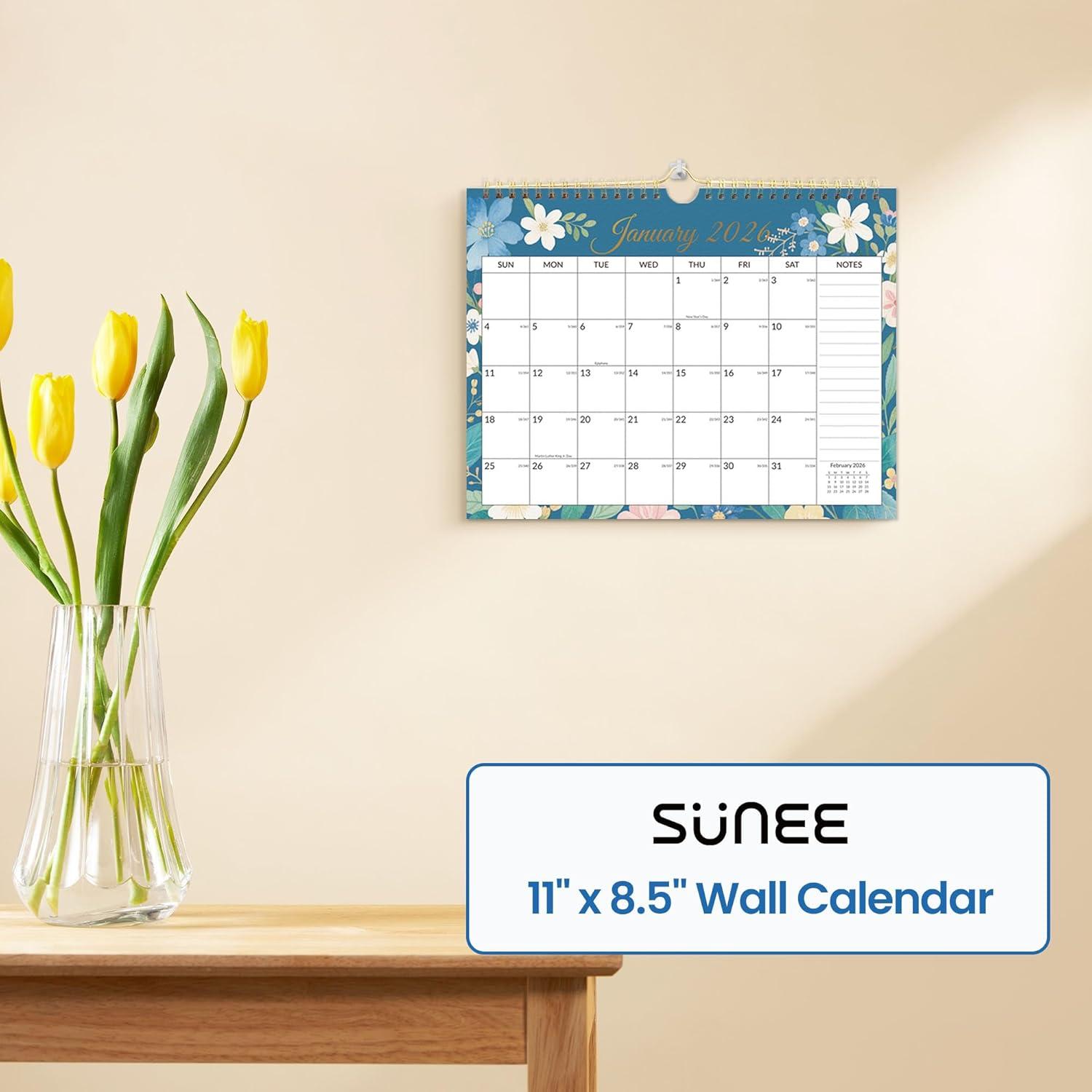 image:imageSUNEE Calendar 2026 18 Months Wall Calendar Oct 2025 Mar 2027 12x17 Big Hanging Calendar 2026 with Note Past Month and Next Month for Organizing amp Planning CuteFloralcolor