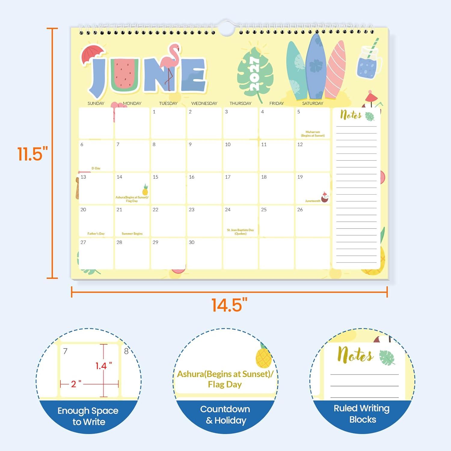 image:imageSUNEE Calendar 2026 18 Months Wall Calendar Oct 2025 Mar 2027 12x17 Big Hanging Calendar 2026 with Note Past Month and Next Month for Organizing amp Planning CuteCute