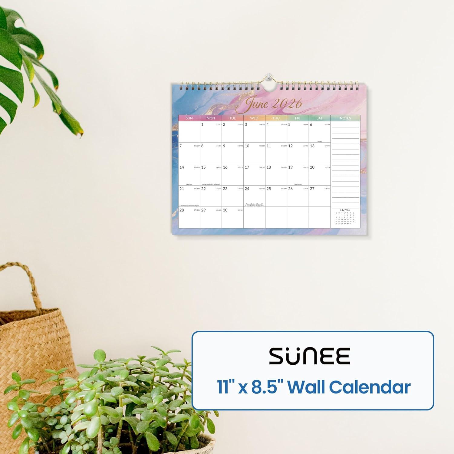 image:imageSUNEE Calendar 2026 18 Months Wall Calendar Oct 2025 Mar 2027 12x17 Big Hanging Calendar 2026 with Note Past Month and Next Month for Organizing amp Planning CuteWatercolor