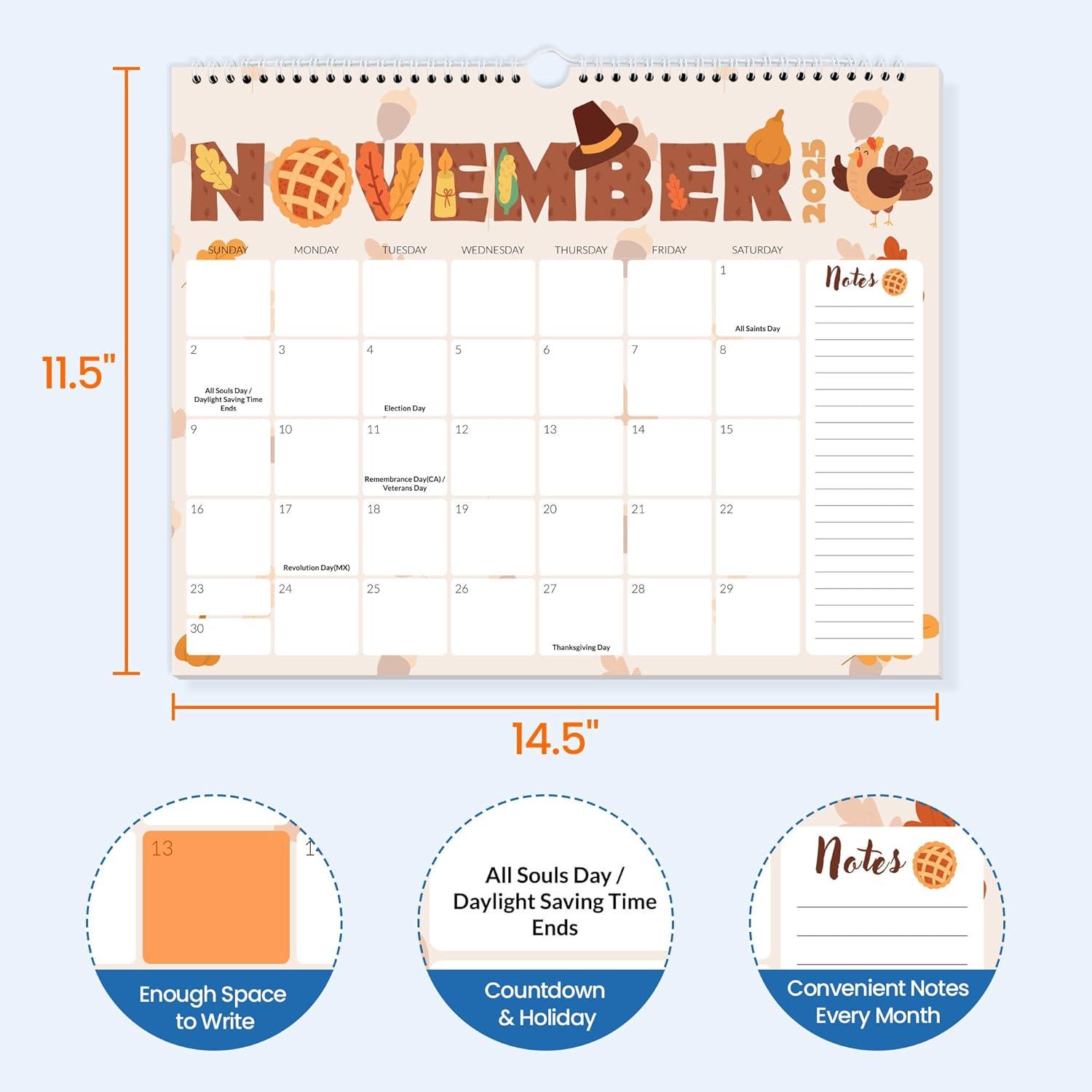 image:imageSUNEE Calendar 2026 18 Months Wall Calendar Oct 2025 Mar 2027 12x17 Big Hanging Calendar 2026 with Note Past Month and Next Month for Organizing amp Planning CuteCute