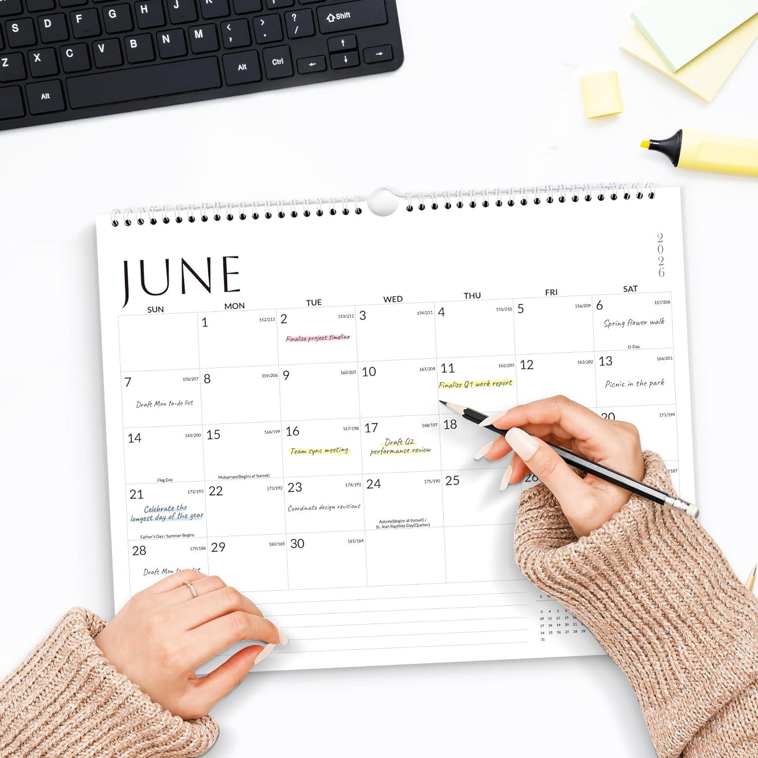 image:imageSUNEE Calendar 2026 18 Months Wall Calendar Oct 2025 Mar 2027 12x17 Big Hanging Calendar 2026 with Note Past Month and Next Month for Organizing amp Planning CuteWhite