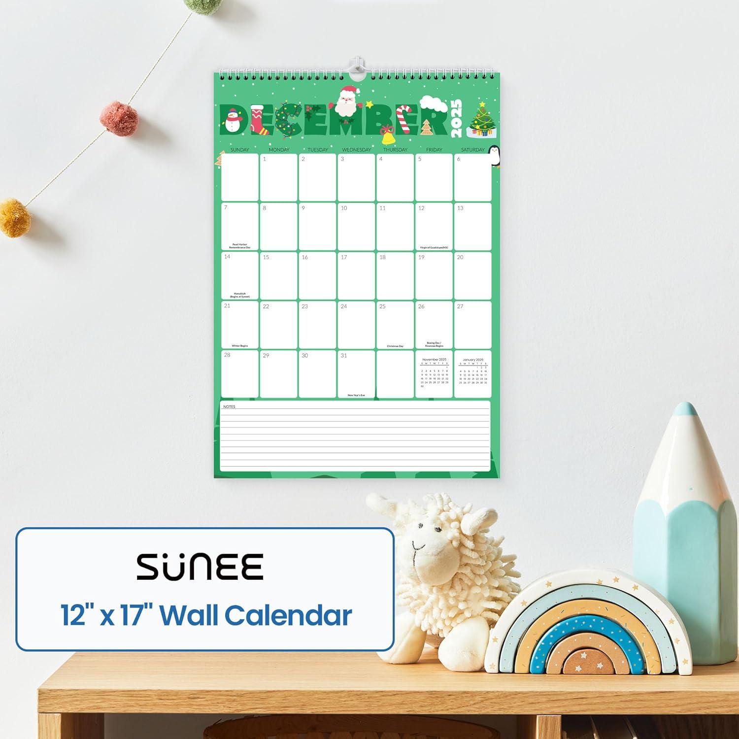 image:imageSUNEE Calendar 2026 18 Months Wall Calendar Oct 2025 Mar 2027 12x17 Big Hanging Calendar 2026 with Note Past Month and Next Month for Organizing amp Planning CuteCute
