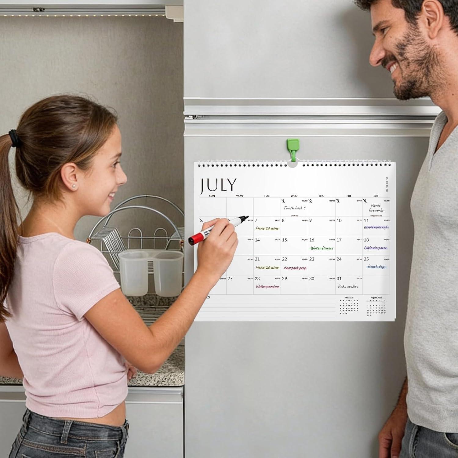 image:imageSUNEE Calendar 2026 18 Months Wall Calendar Oct 2025 Mar 2027 12x17 Big Hanging Calendar 2026 with Note Past Month and Next Month for Organizing amp Planning CuteWhite