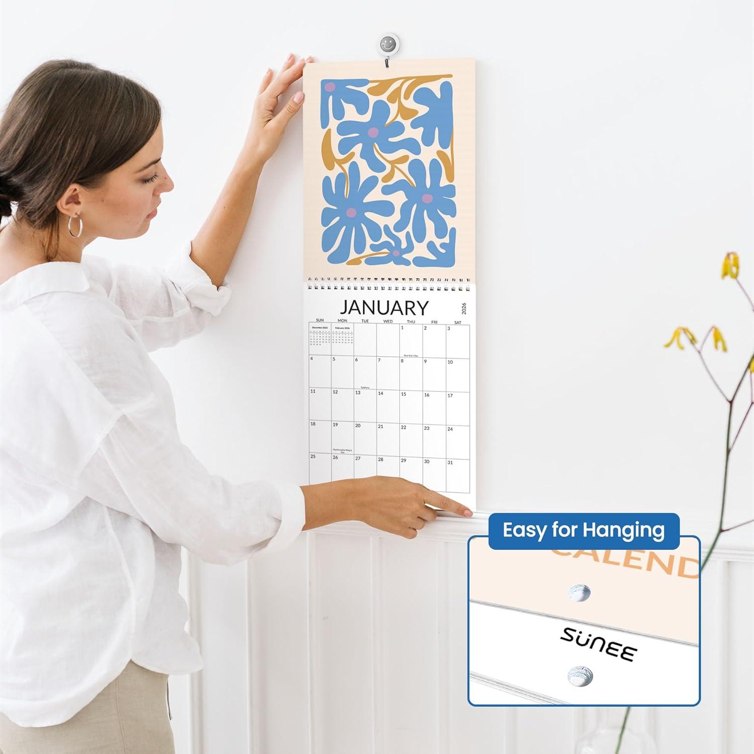 image:imageSUNEE Calendar 2026 18 Months Wall Calendar Oct 2025 Mar 2027 12x17 Big Hanging Calendar 2026 with Note Past Month and Next Month for Organizing amp Planning CuteFloralcolor