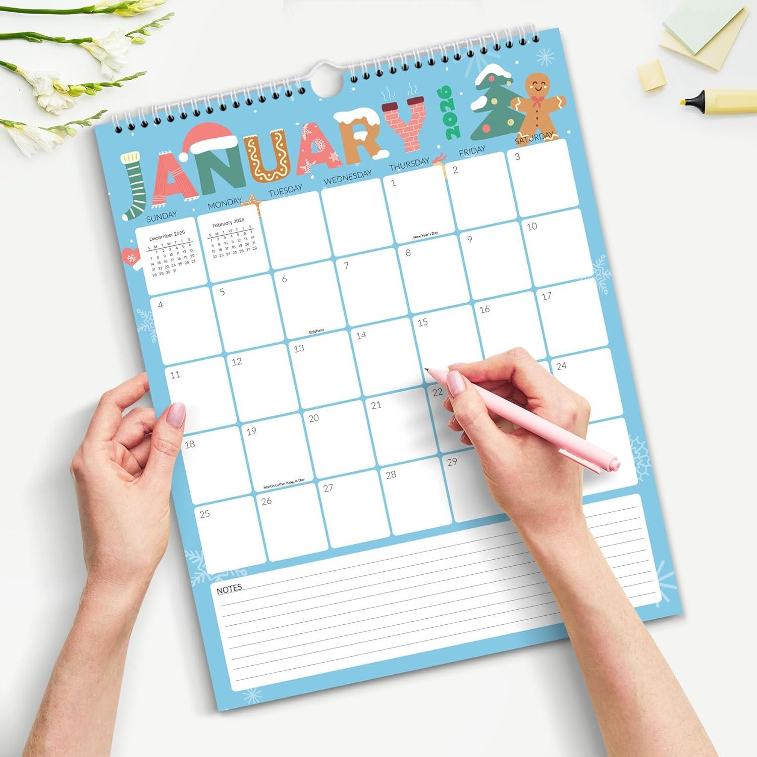 image:imageSUNEE Calendar 2026 18 Months Wall Calendar Oct 2025 Mar 2027 12x17 Big Hanging Calendar 2026 with Note Past Month and Next Month for Organizing amp Planning CuteCute