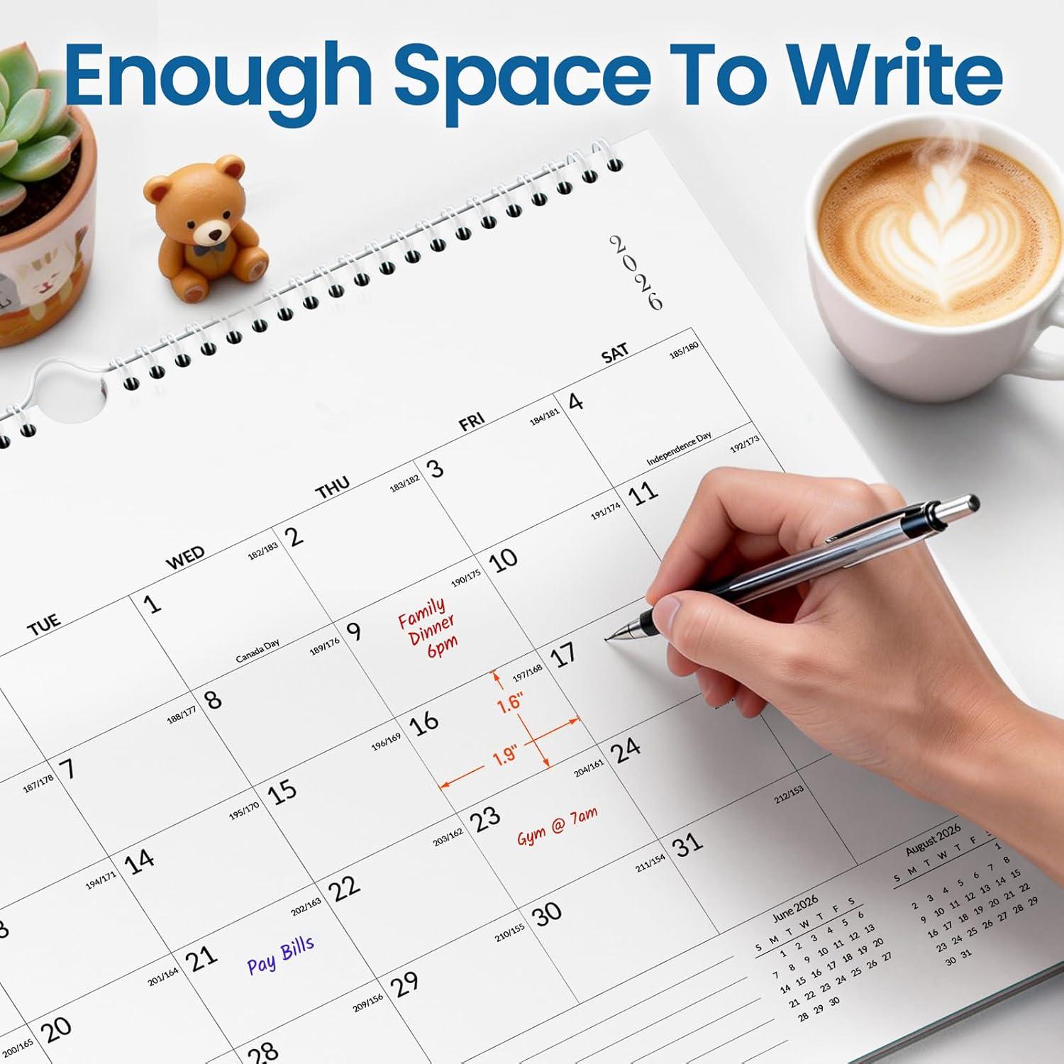 image:imageSUNEE Calendar 2026 18 Months Wall Calendar Oct 2025 Mar 2027 12x17 Big Hanging Calendar 2026 with Note Past Month and Next Month for Organizing amp Planning CuteWhite