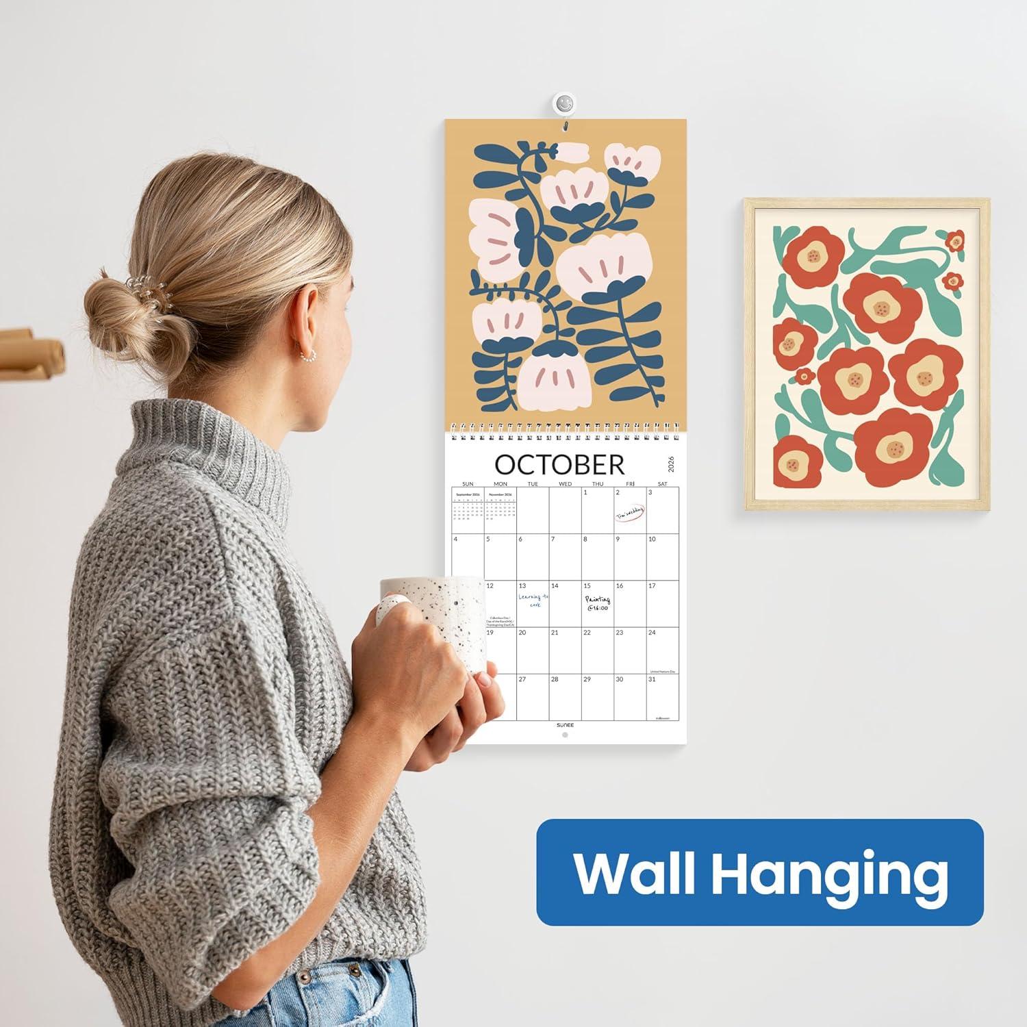 image:imageSUNEE Calendar 2026 18 Months Wall Calendar Oct 2025 Mar 2027 12x17 Big Hanging Calendar 2026 with Note Past Month and Next Month for Organizing amp Planning CuteFloralcolor