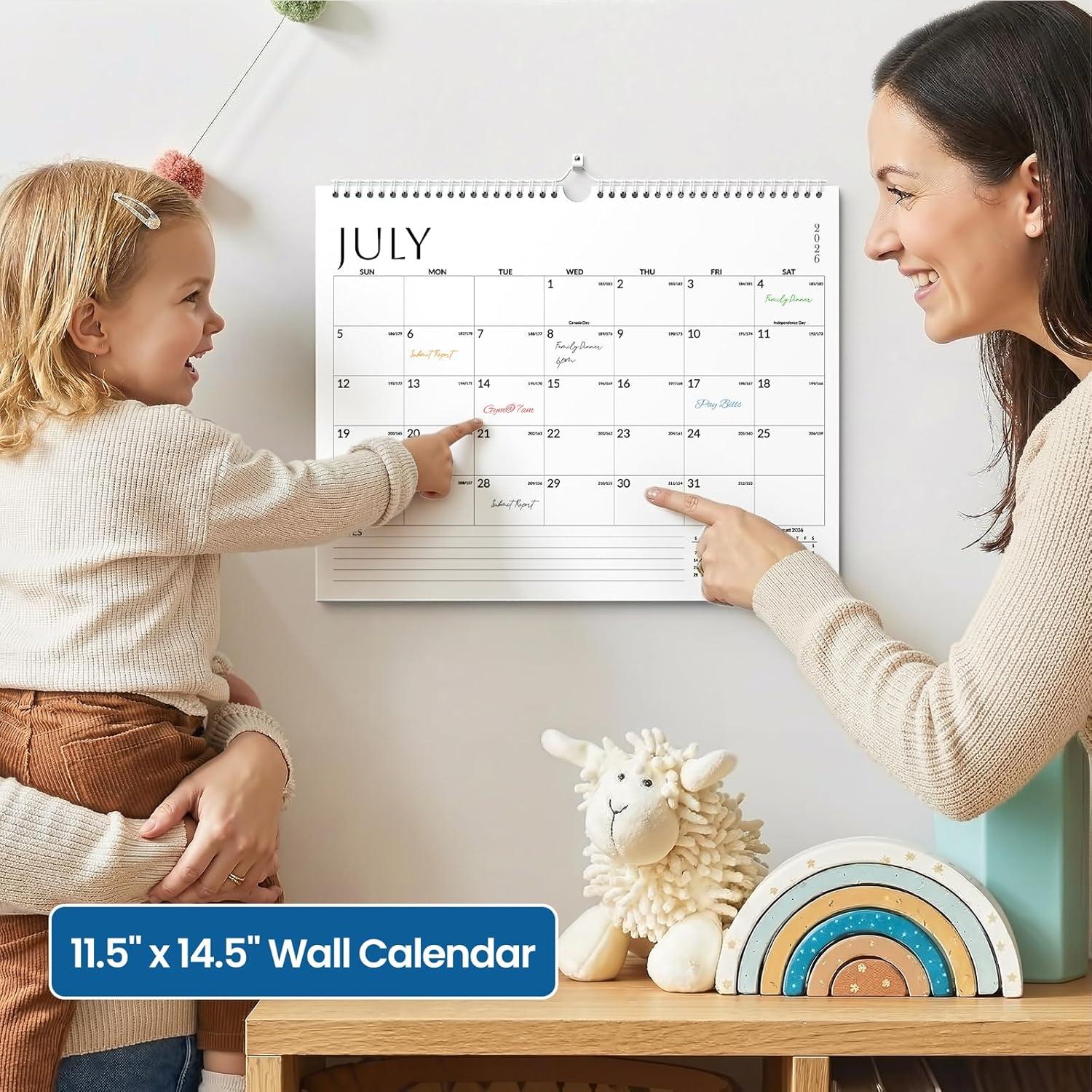 image:imageSUNEE Calendar 2026 18 Months Wall Calendar Oct 2025 Mar 2027 12x17 Big Hanging Calendar 2026 with Note Past Month and Next Month for Organizing amp Planning CuteWhite