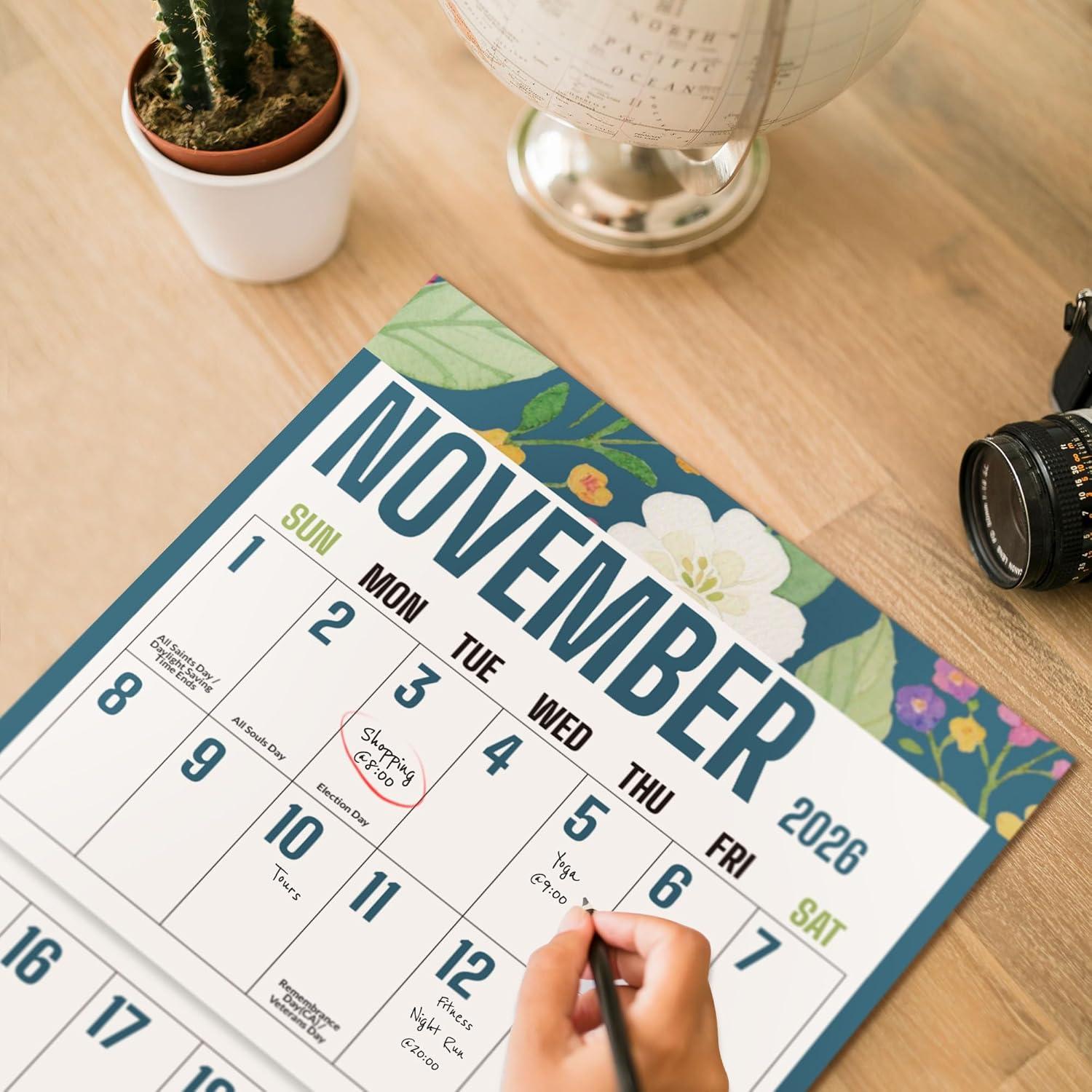 image:imageSUNEE Calendar 2026 18 Months Wall Calendar Oct 2025 Mar 2027 12x17 Big Hanging Calendar 2026 with Note Past Month and Next Month for Organizing amp Planning CuteFloralcolor