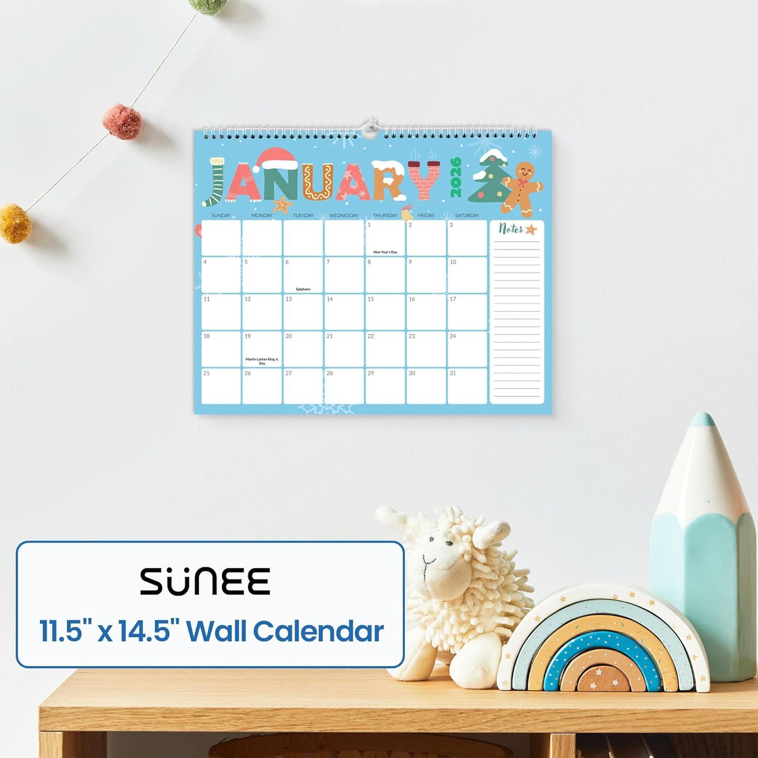 image:imageSUNEE Calendar 2026 18 Months Wall Calendar Oct 2025 Mar 2027 12x17 Big Hanging Calendar 2026 with Note Past Month and Next Month for Organizing amp Planning CuteCute