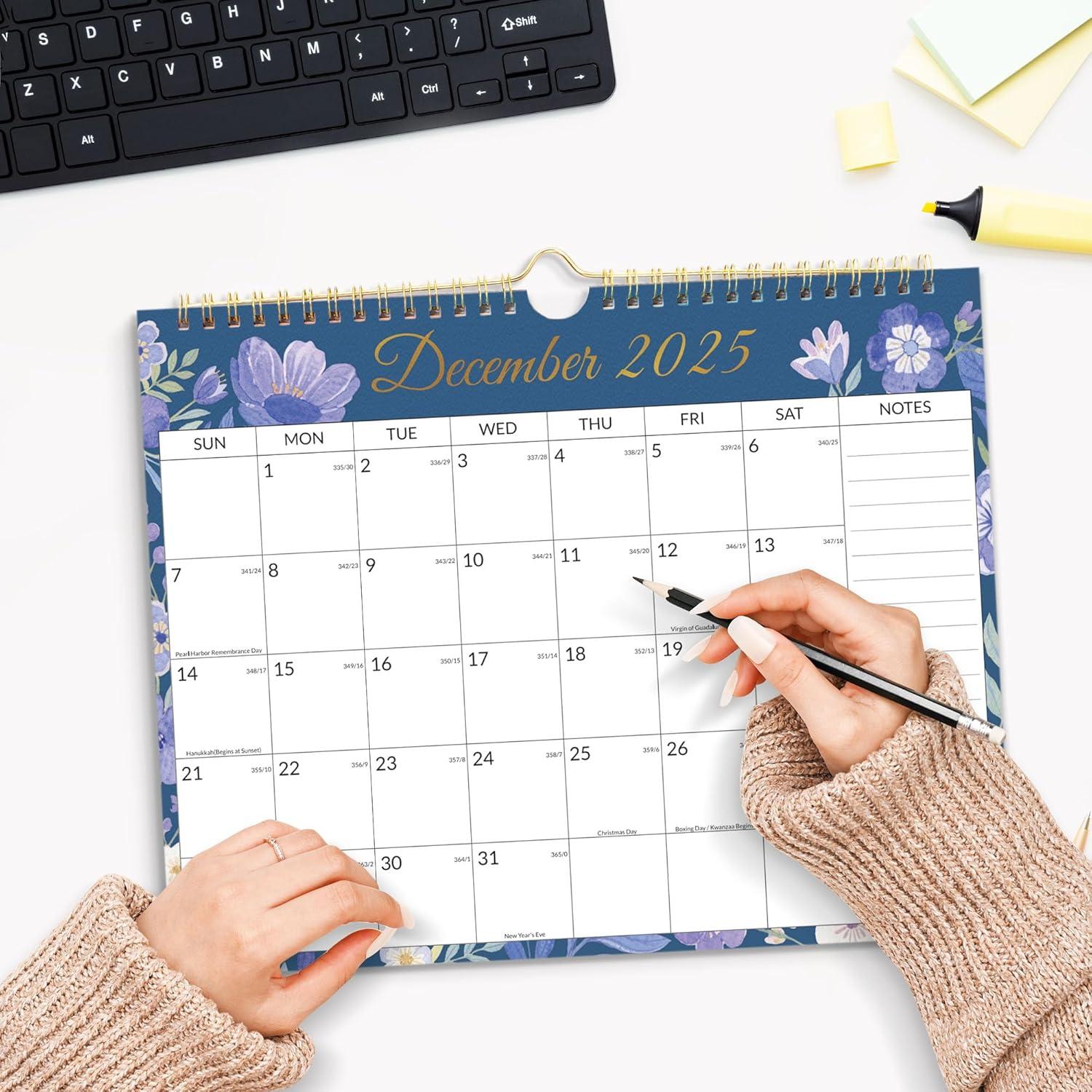 image:imageSUNEE Calendar 2026 18 Months Wall Calendar Oct 2025 Mar 2027 12x17 Big Hanging Calendar 2026 with Note Past Month and Next Month for Organizing amp Planning CuteFloralcolor
