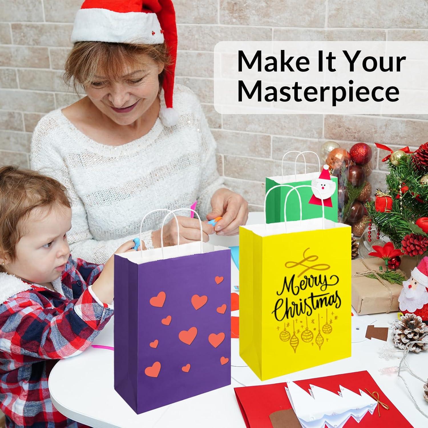 image:imageSUNEE Christmas Gift Bags 24 Pack Christmas Bags for Gifts with Handles 6 Assorted White Paper Gift Bags Bulk with Xmas Tree Santa Claus Snowflake Designs728 315 87 InchesBright