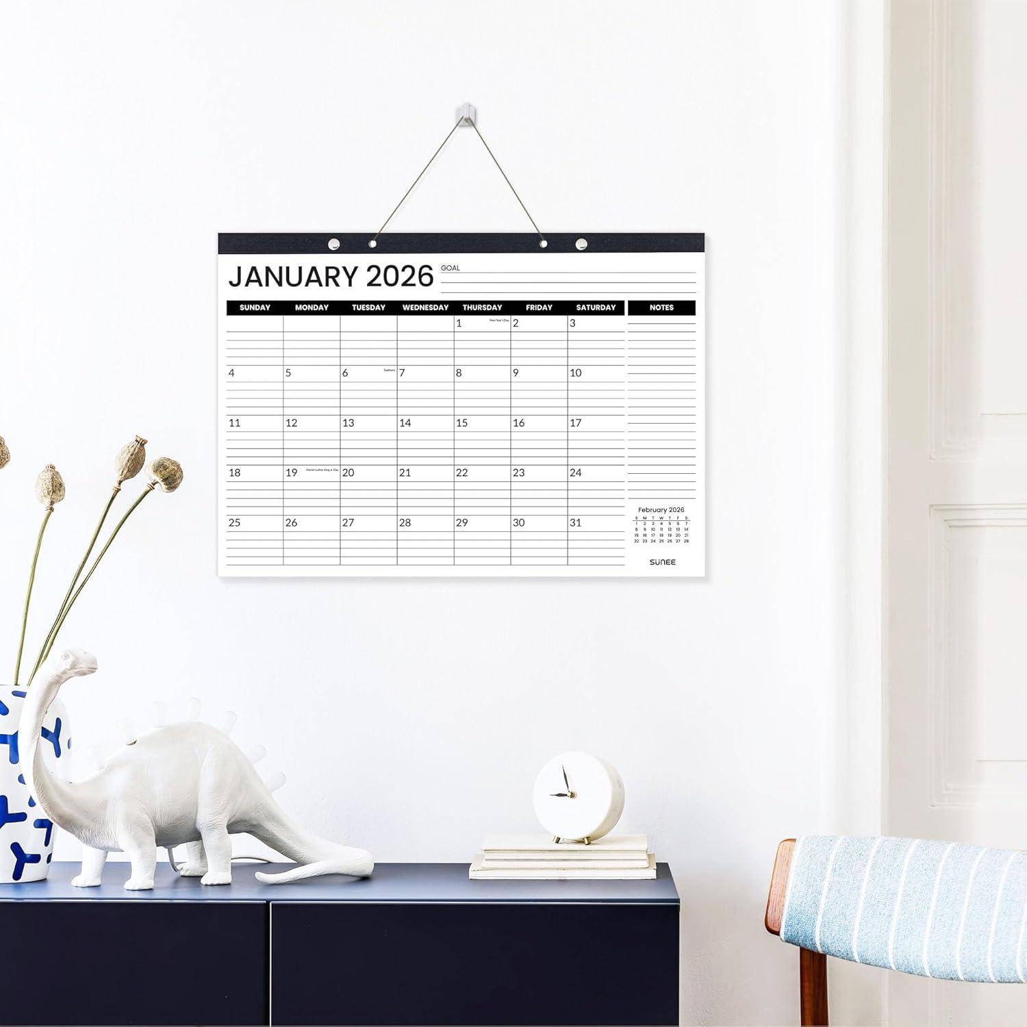 image:imageSUNEE Desk Calendar 2026 18 Months from Oct 2025 to Mar 2027 17x12 Academic Calendar 2026 for Home School or Office 2026 Monthly Calendar with Note Black17x12