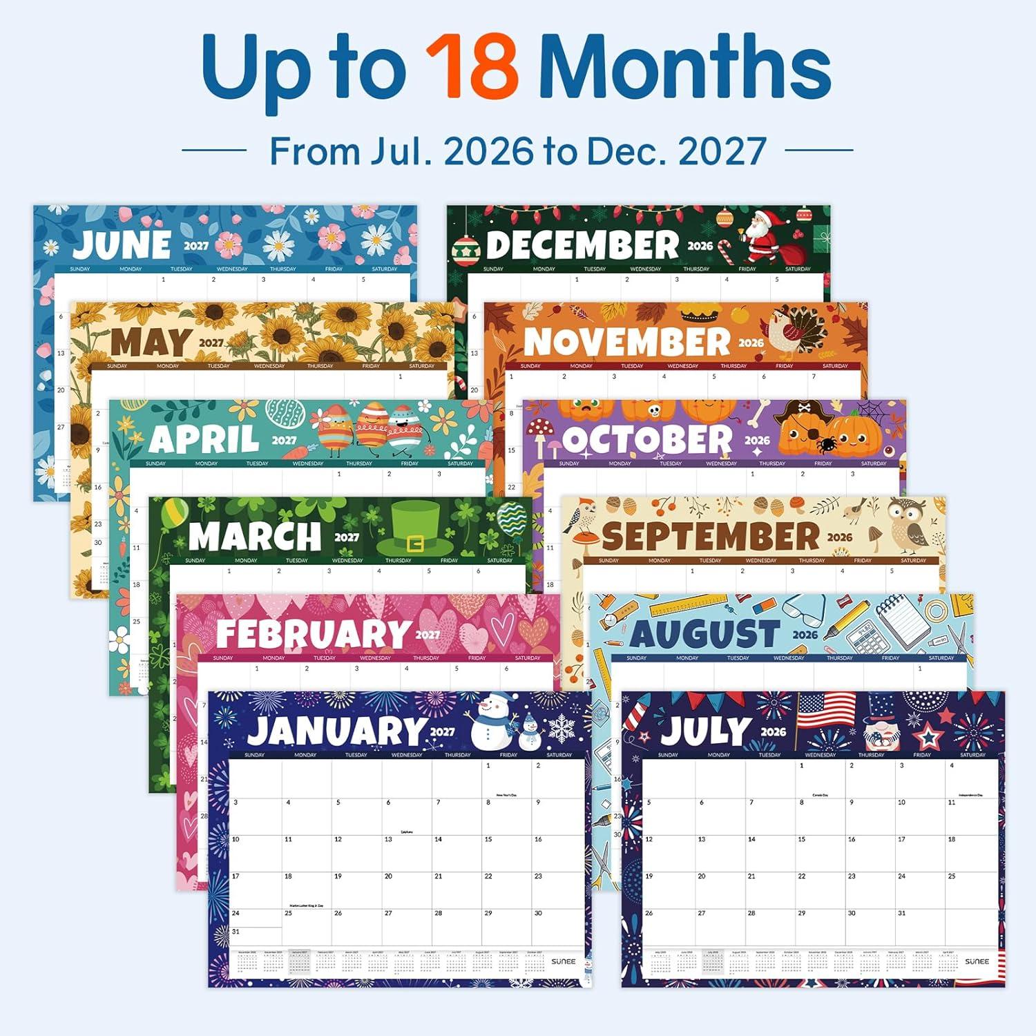 image:imageSUNEE Desk Calendar 2026 Large 22x17 from April 2026 to December 2027 Extra Large Desktop Monthly Calendar Pad 21 Months For Teacher or Office Desk Top SeasonalSeasonal