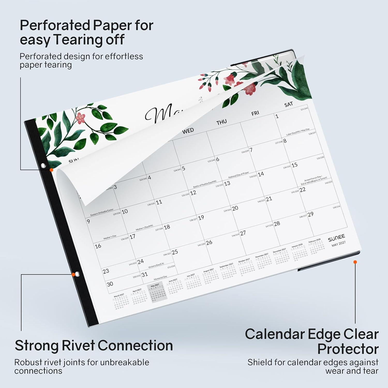 image:imageSUNEE Desk Calendar 2026 Large 22x17 from April 2026 to December 2027 Extra Large Desktop Monthly Calendar Pad 21 Months For Teacher or Office Desk Top SeasonalGreenery
