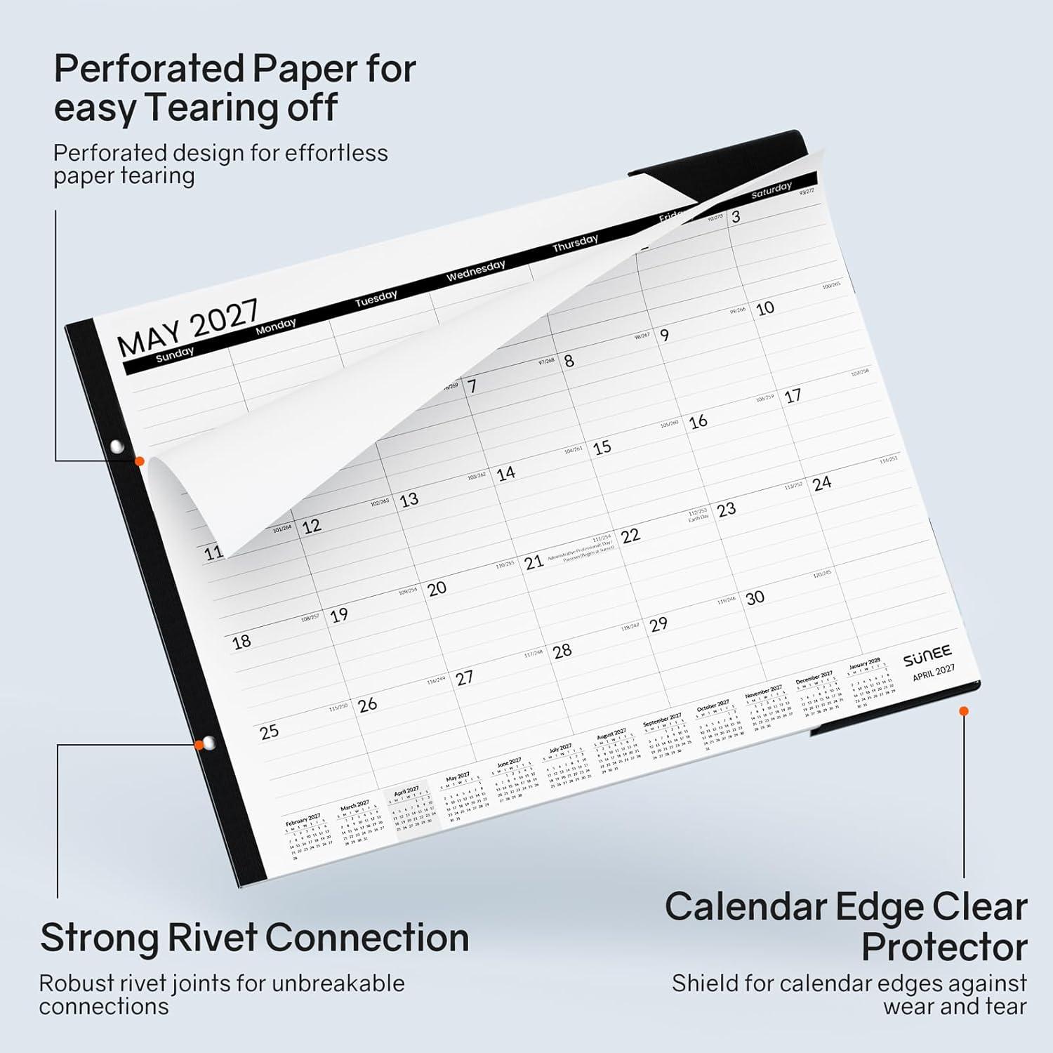 image:imageSUNEE Desk Calendar 2026 Large 22x17 from April 2026 to December 2027 Extra Large Desktop Monthly Calendar Pad 21 Months For Teacher or Office Desk Top SeasonalBlack