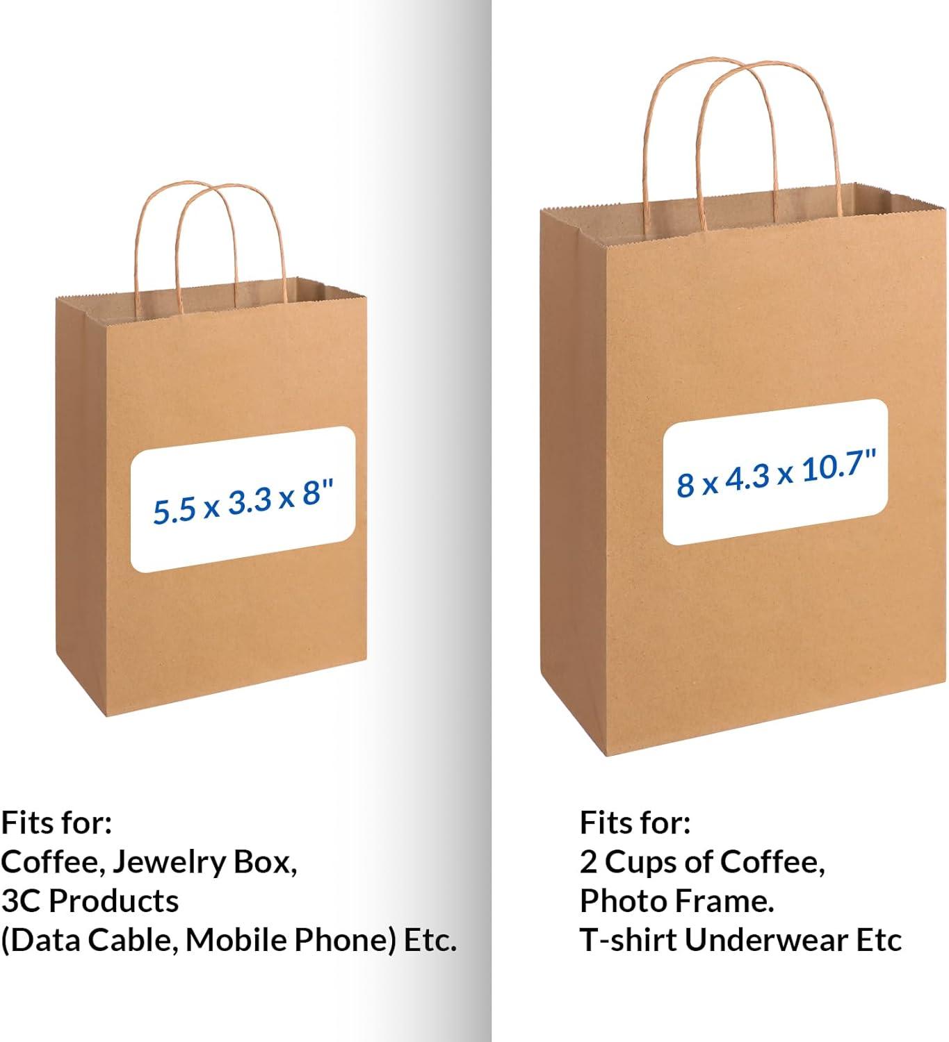 image:imageSUNEE Gift Bags with Handles 8x43x107 100 Pcs Paper Bags Medium Size Bulk for Gift Wrapping Retail Party Favors and Small Business BlackBrown