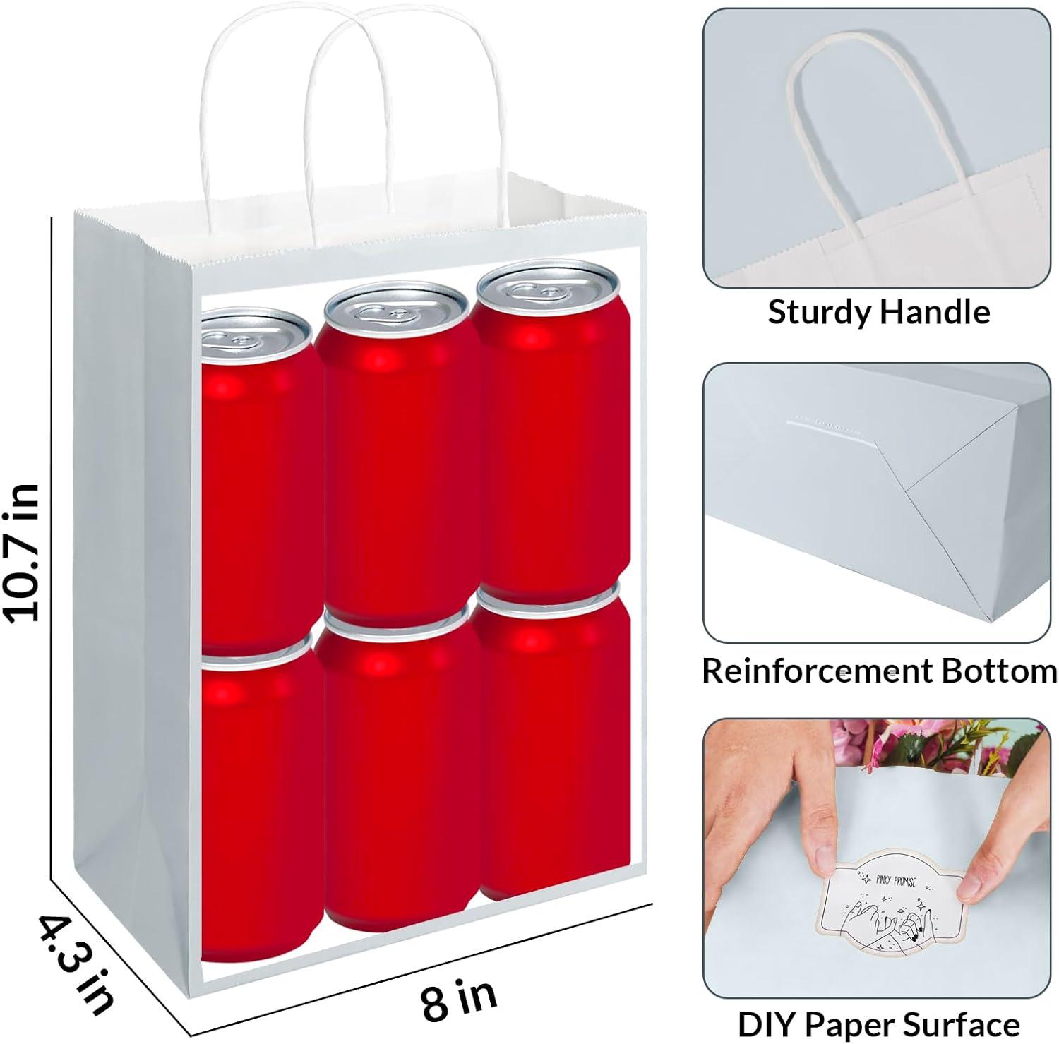 image:imageSUNEE Gift Bags with Handles 8x43x107 100 Pcs Paper Bags Medium Size Bulk for Gift Wrapping Retail Party Favors and Small Business BlackMorandi