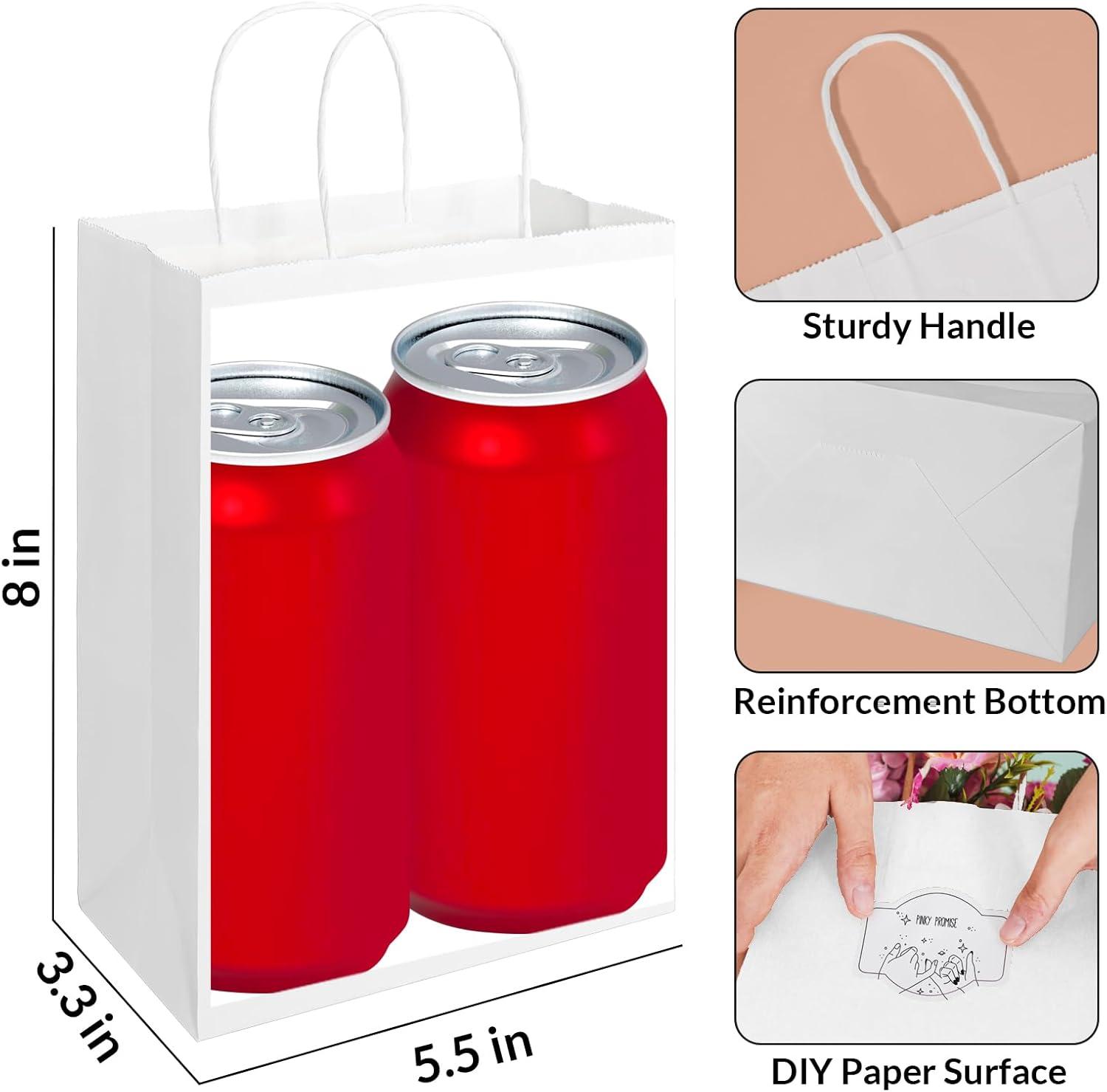image:imageSUNEE Gift Bags with Handles 8x43x107 100 Pcs Paper Bags Medium Size Bulk for Gift Wrapping Retail Party Favors and Small Business BlackWhite