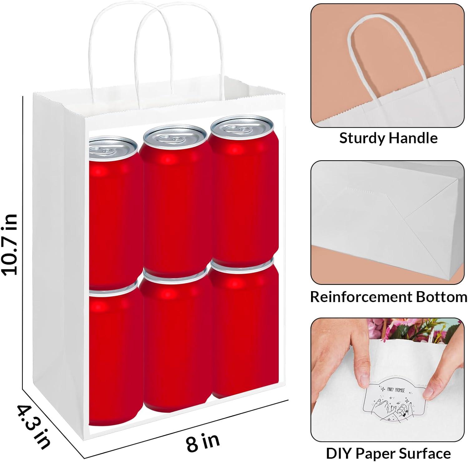 image:imageSUNEE Gift Bags with Handles 8x43x107 100 Pcs Paper Bags Medium Size Bulk for Gift Wrapping Retail Party Favors and Small Business BlackWhite