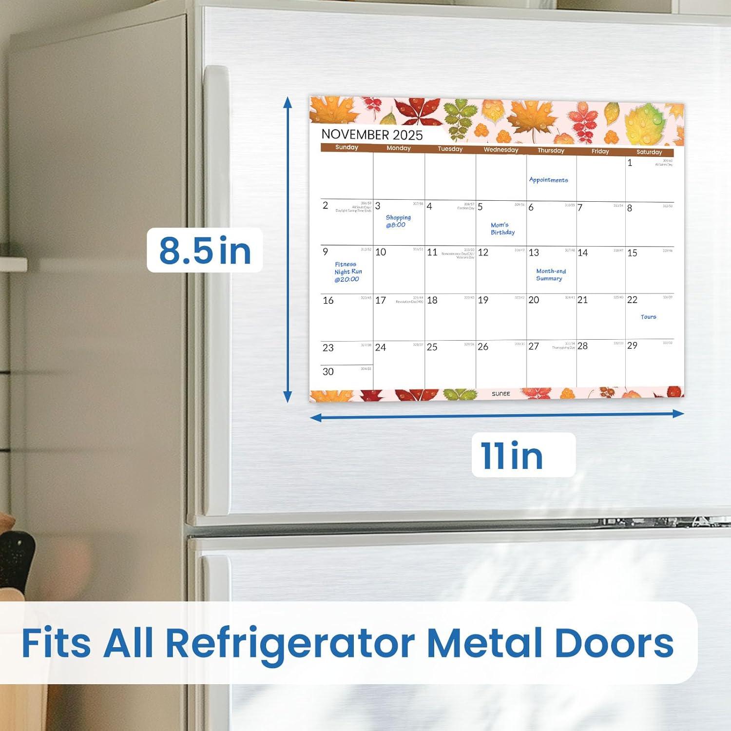 image:imageSUNEE Magnetic Calendar for Refrigerator 20262027 from October 2025 to June 2027 Fridge Calendar Magnet 21 Months for Family 85x11 Monthly Wall Calendar SeasonalSeasonal