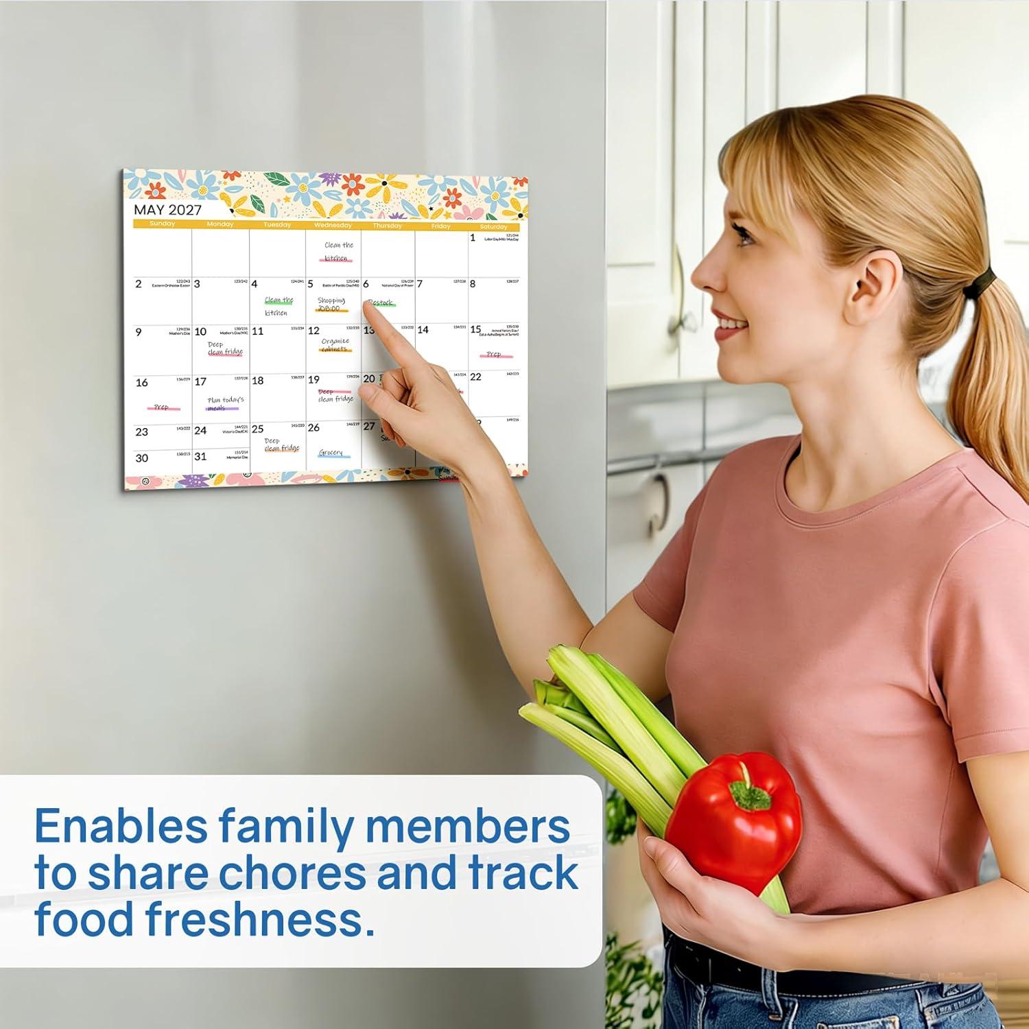 image:imageSUNEE Magnetic Calendar for Refrigerator 20262027 from October 2025 to June 2027 Fridge Calendar Magnet 21 Months for Family 85x11 Monthly Wall Calendar SeasonalSeasonal